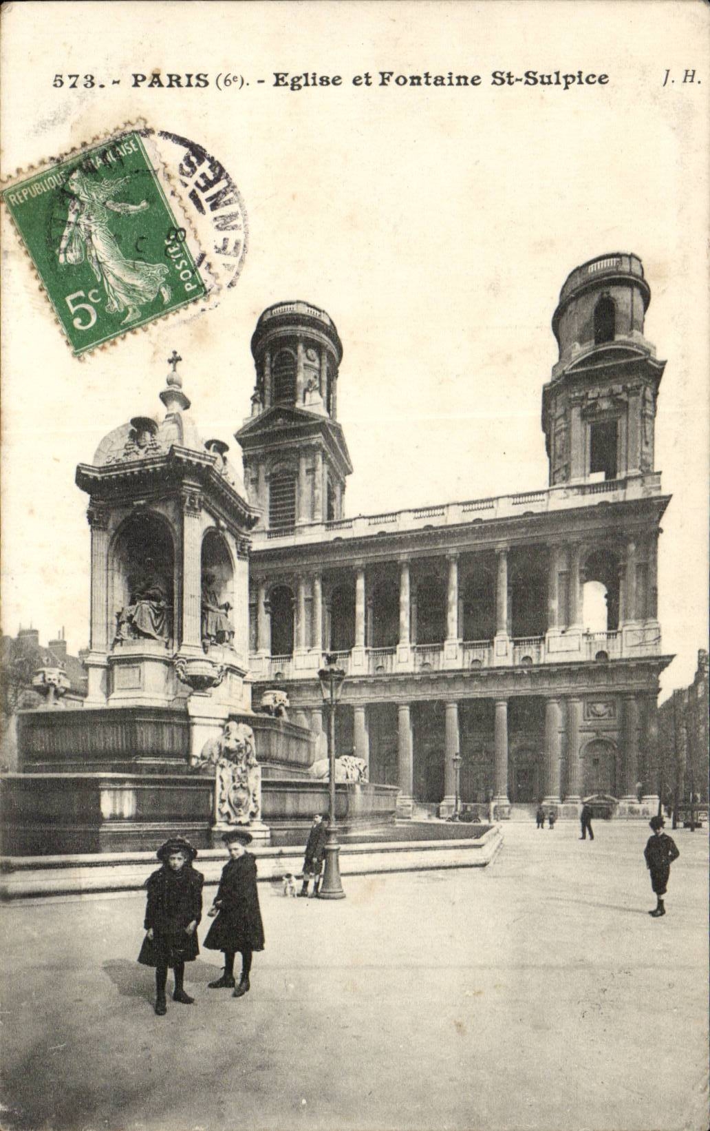 CPA Paris Eglise et fontaine St Sulpice