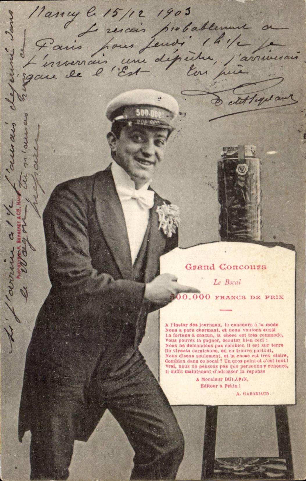 CPA Fantasy Man Great contest 500000 francs of price