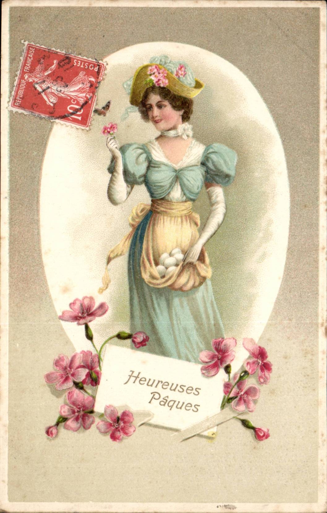 CPA Fantasy Happy Woman Easter Easter