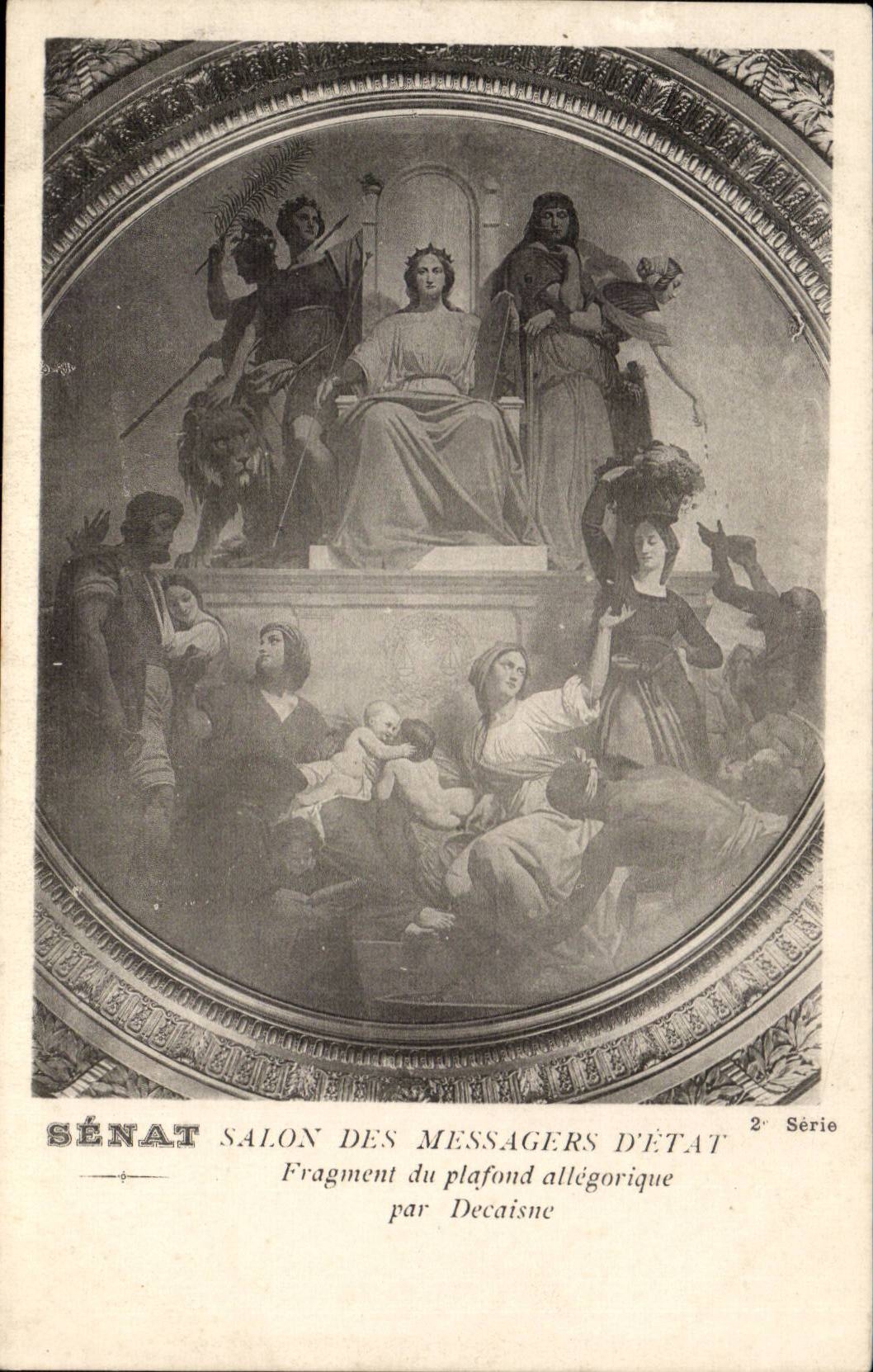 Paris CPA Living room of the messengers of allegorical State Ceiling by Decasine Luxembourg Senate