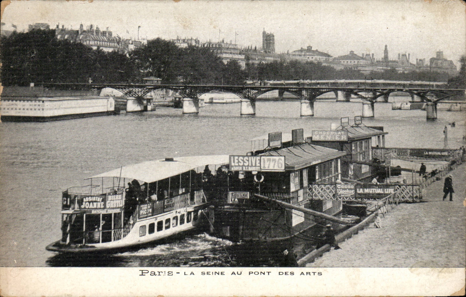 Paris CPA the Seine with the Bridge of Arts