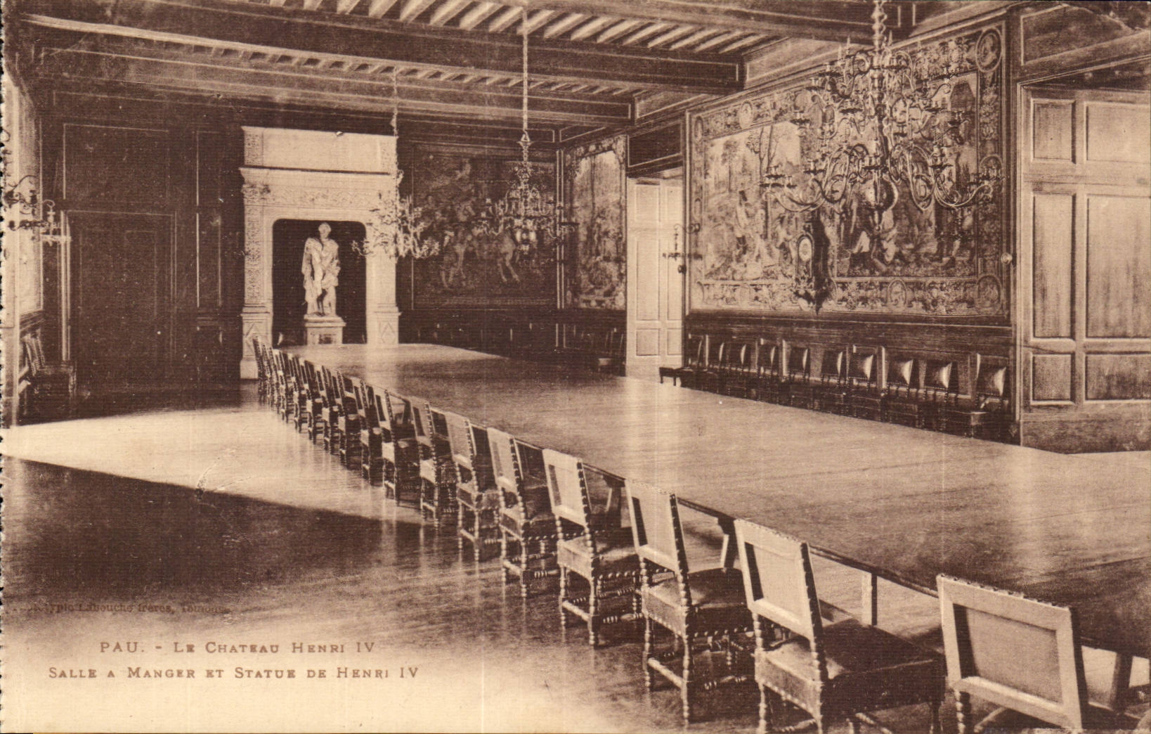 Albi CPA Castle Henri IV Dining room and Statue of Henri IV