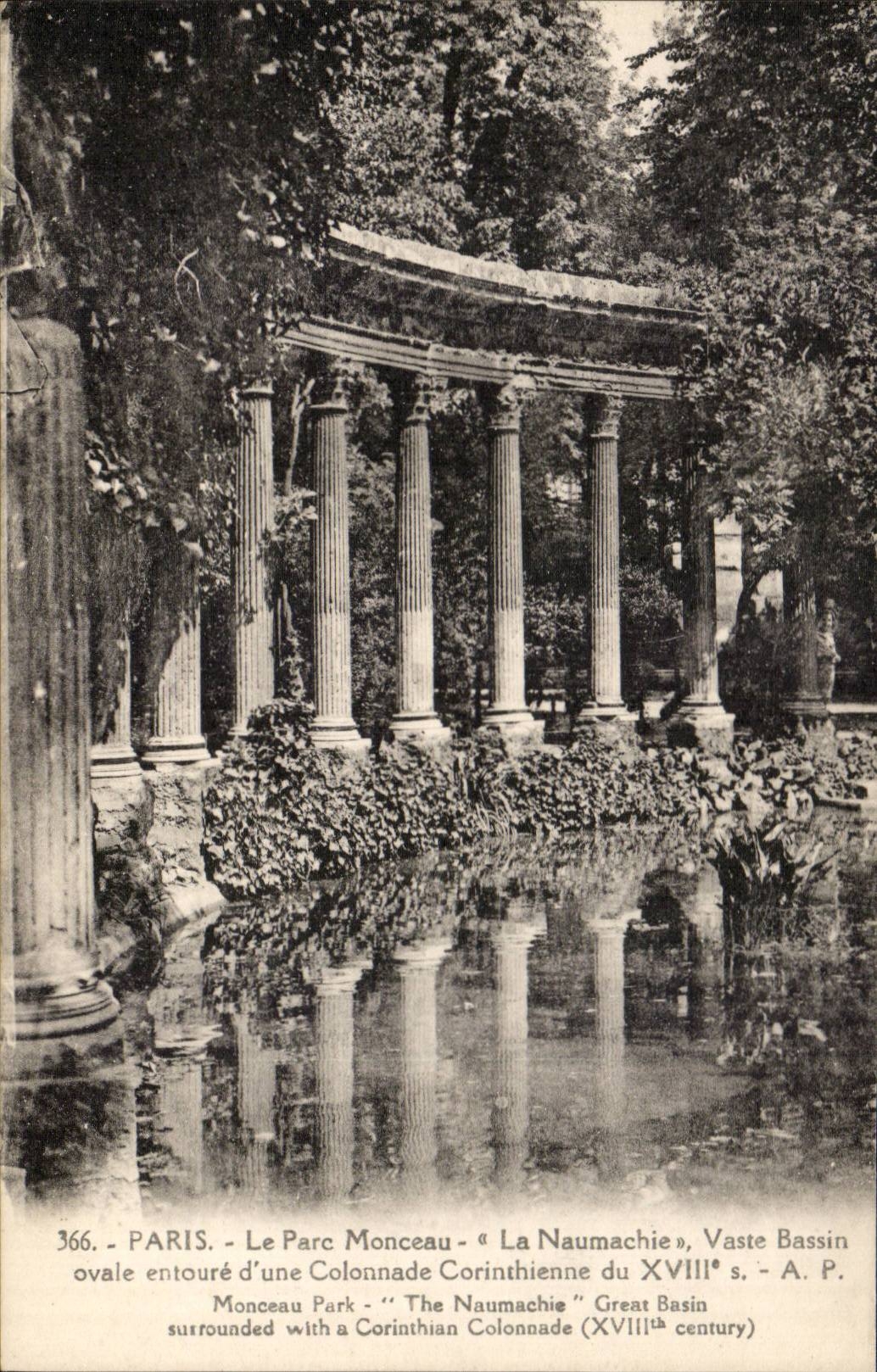 Paris CPA Le parc Monceau La Naumachie Vaste bassin ovale entoure d'une colonnade Corinthienne du 18eme