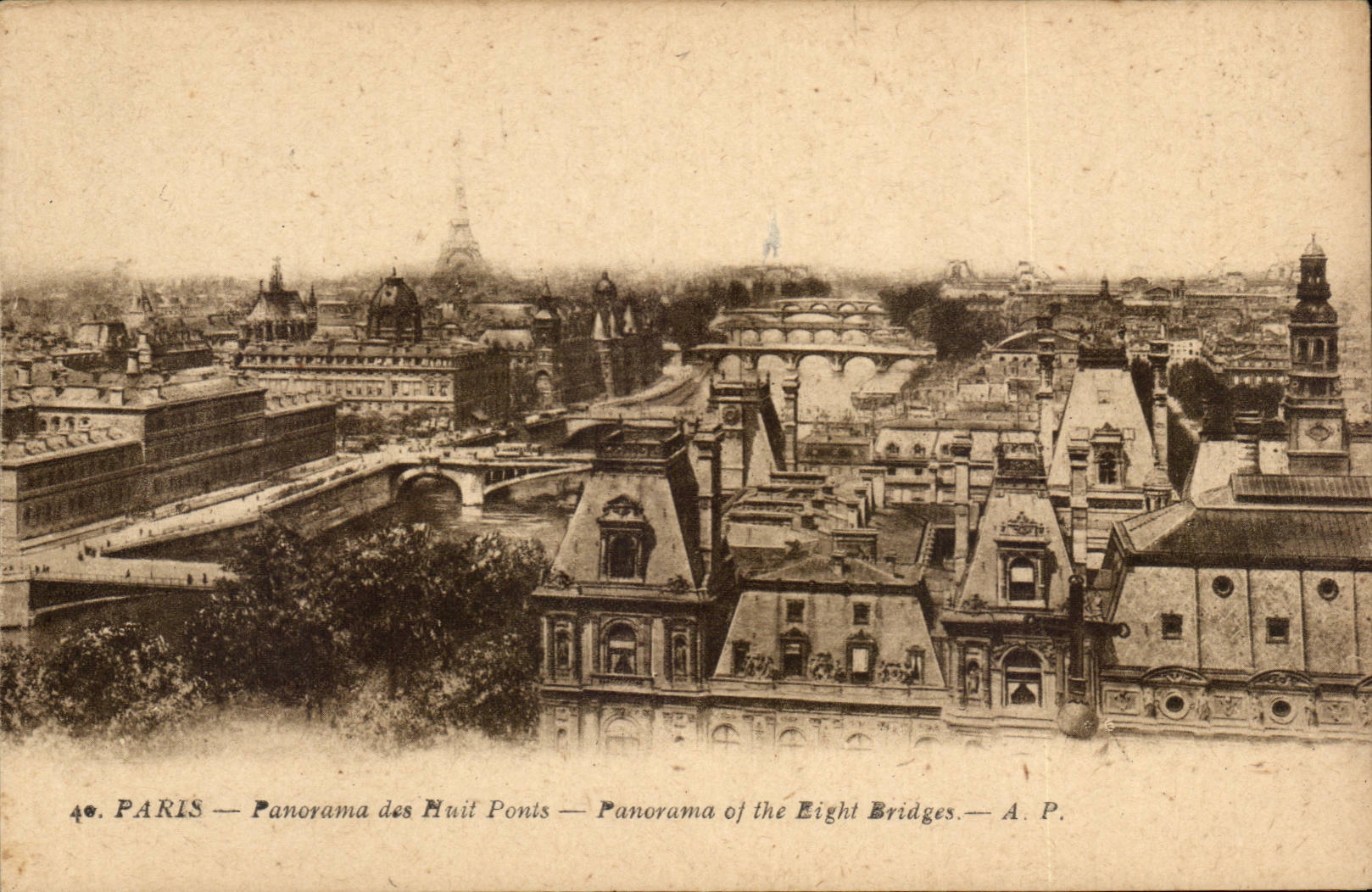 Paris CPA Panorama des huit ponts