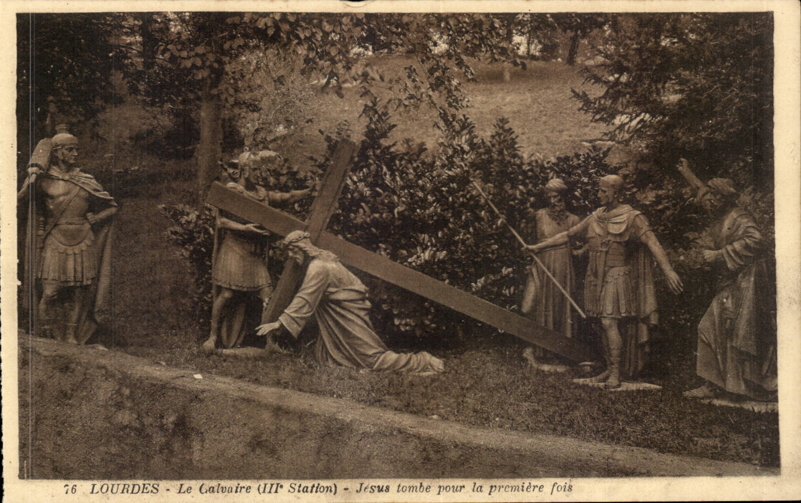 Lourdes CPA the martyrdom (3rd station) Jesus fall for the first time
