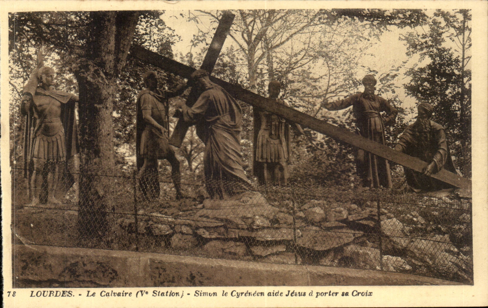 Lourdes CPA the martyrdom (5th station) Simon the cyreneen Jesus assistance has to carry his cross
