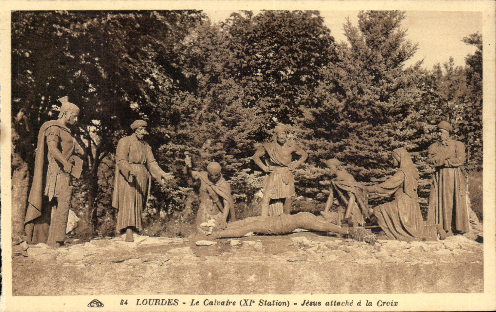 Lourdes CPA the martyrdom (11th station) Jesus attaches to the cross