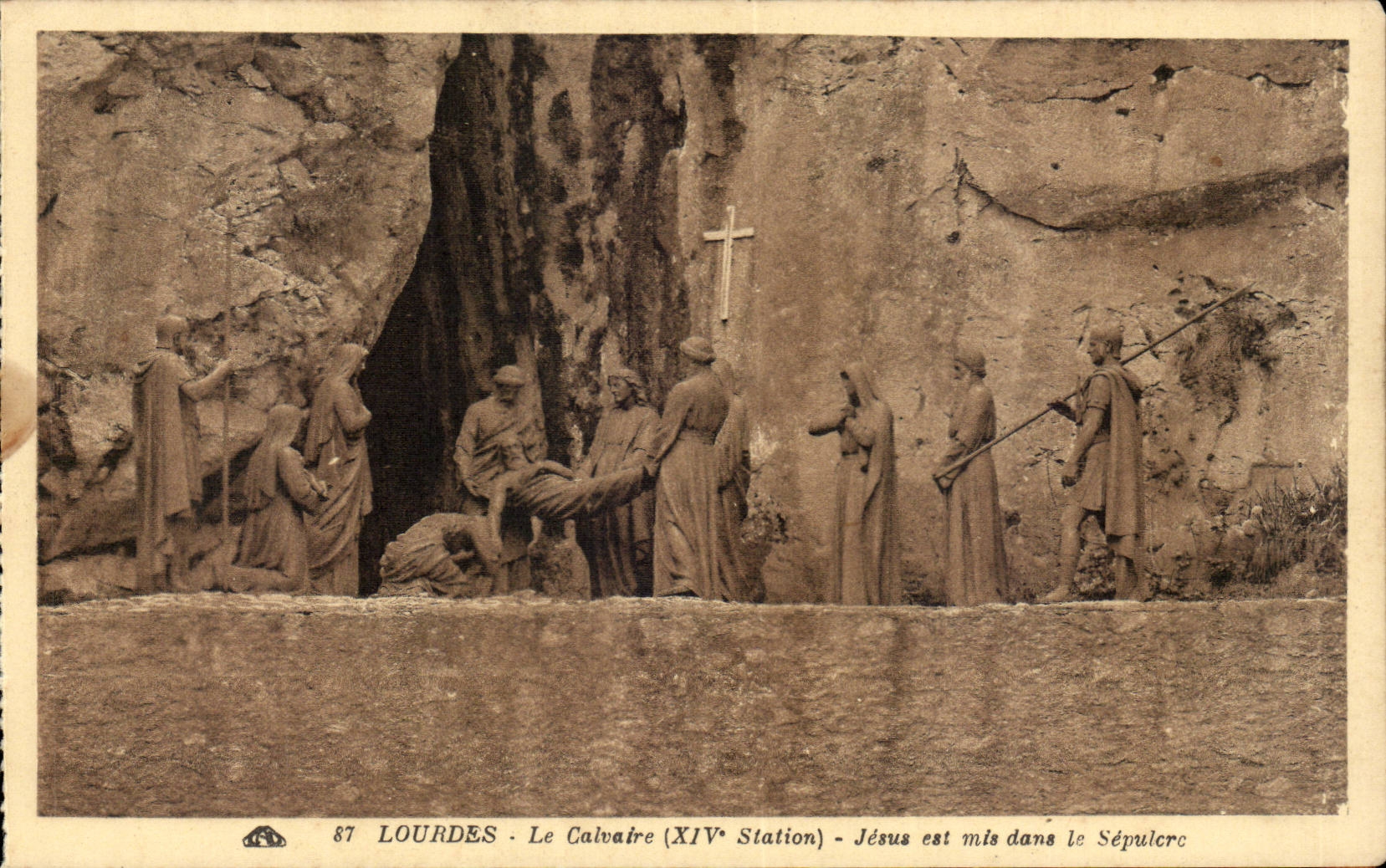 Lourdes CPA the martyrdom (14th station) Jesus is put in the sepulchre