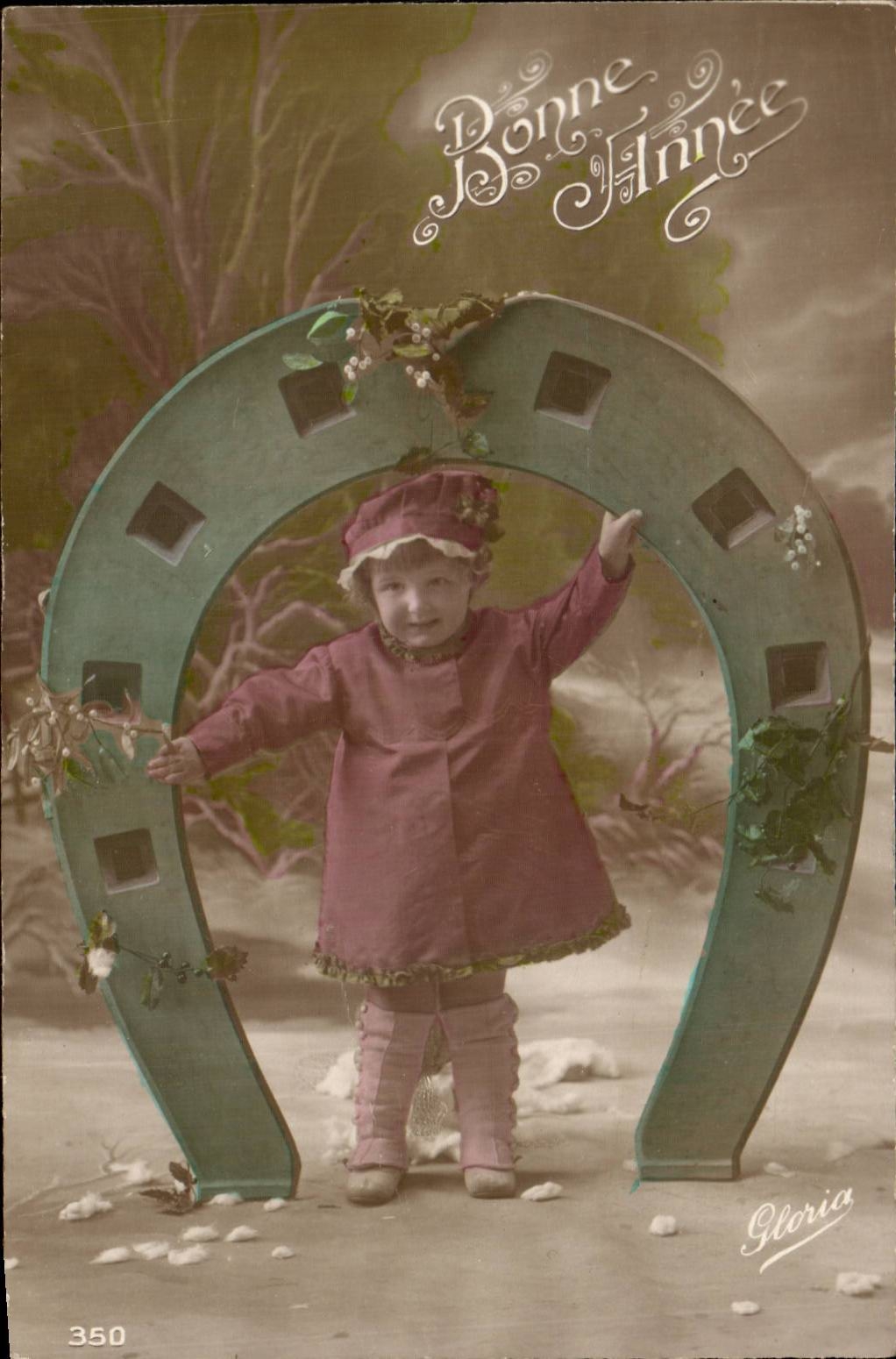 CPA Fantasy Child Horseshoe Happy New Year