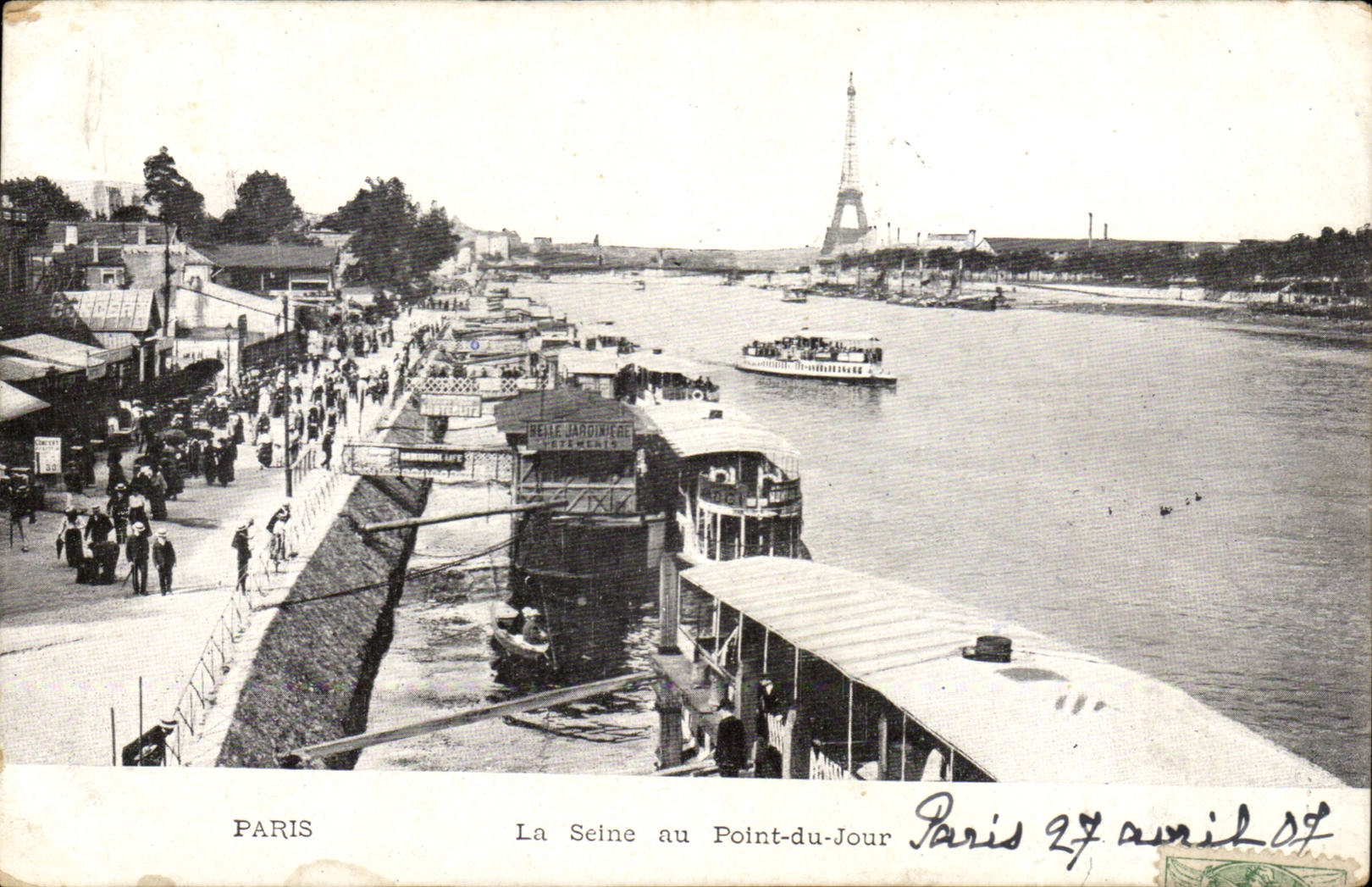 Paris CPA the Seine with the bridge of the day (Eiffel Tower)