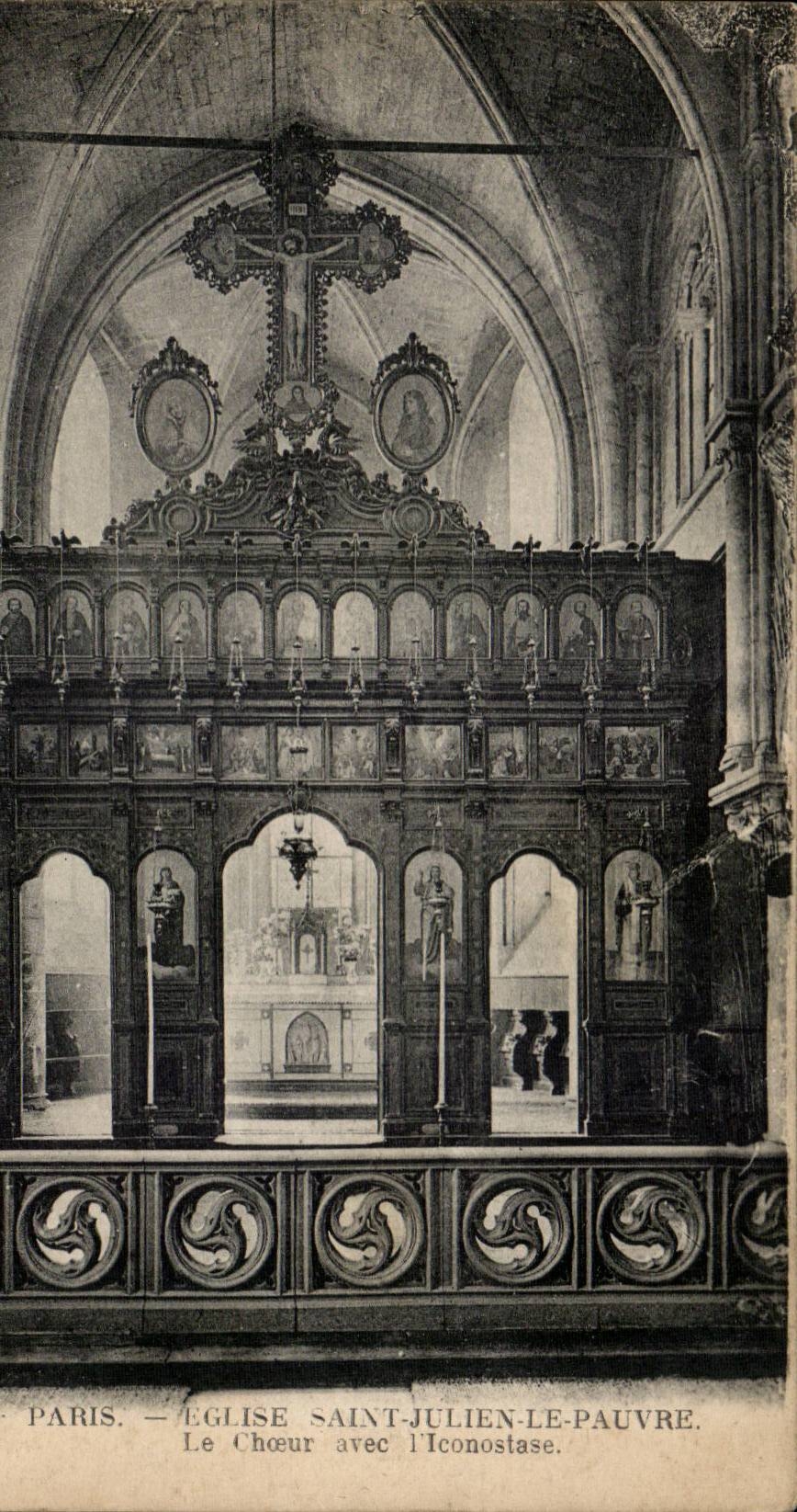 Paris CPA Church Saint Julien Poor chorus with the iconostase