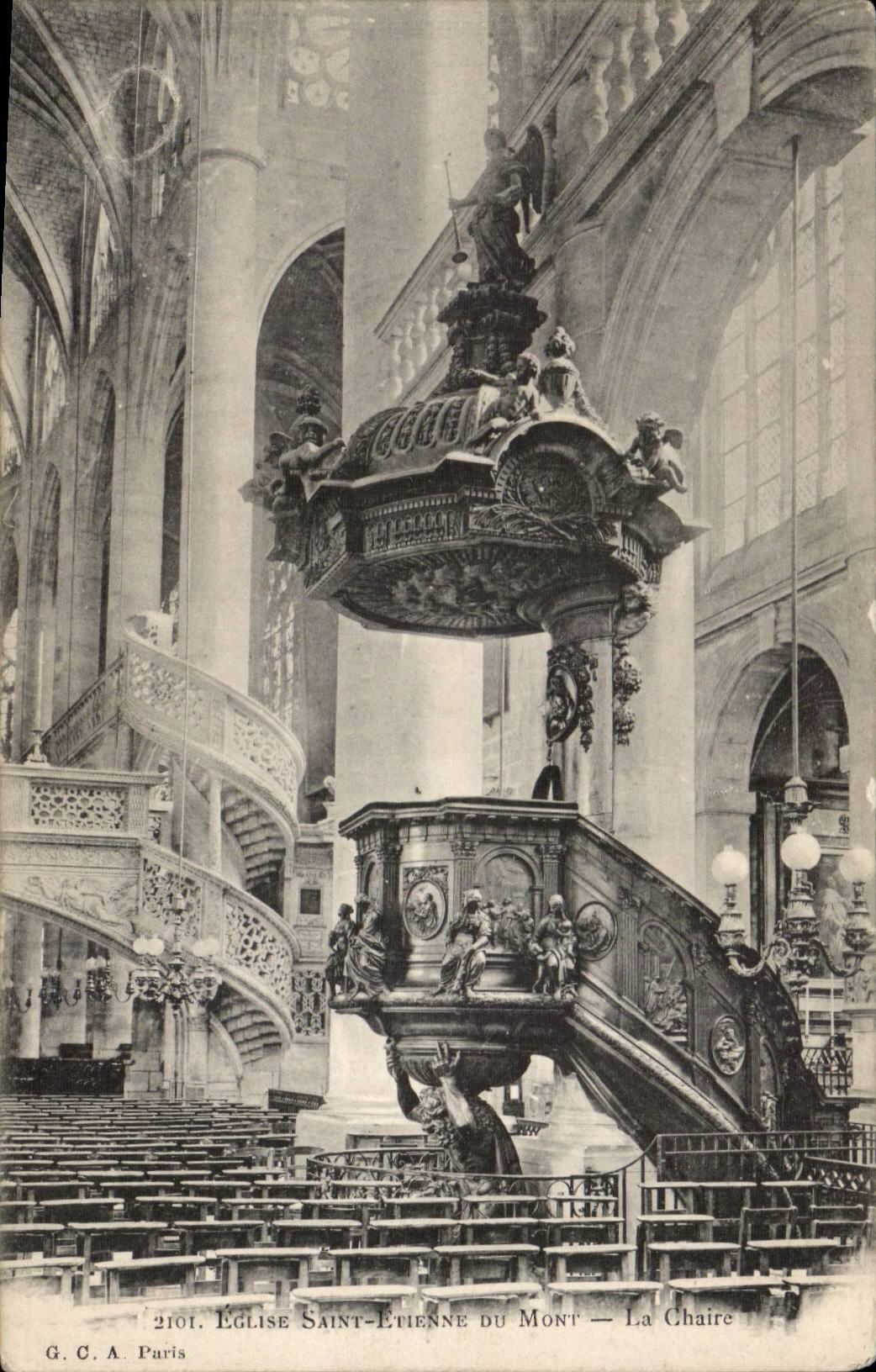 Paris CPA Church Saint Etienne of the Mount the pulpit