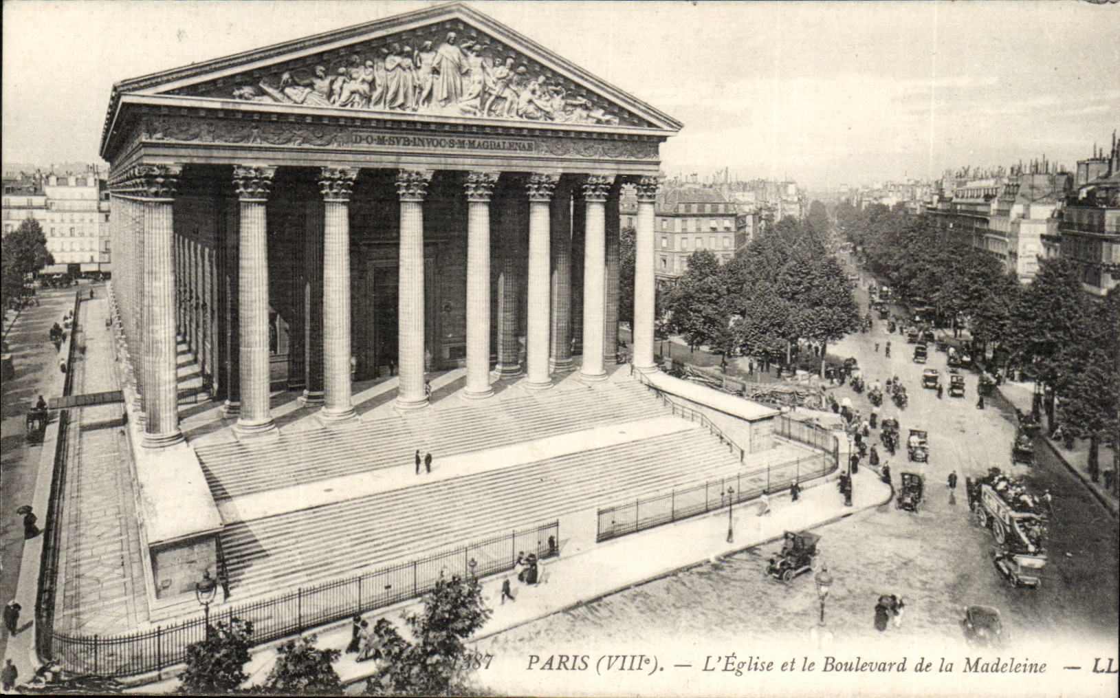 Paris CPA Church and Boulevard of the Madeleine