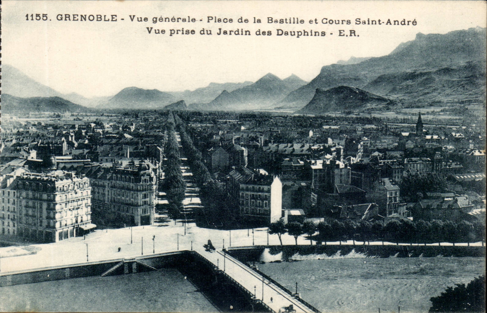 Ansicht-Ort Grenoble-CPA von Batille und von Kurs Saint Andre gesehen vom Garten der Delphine