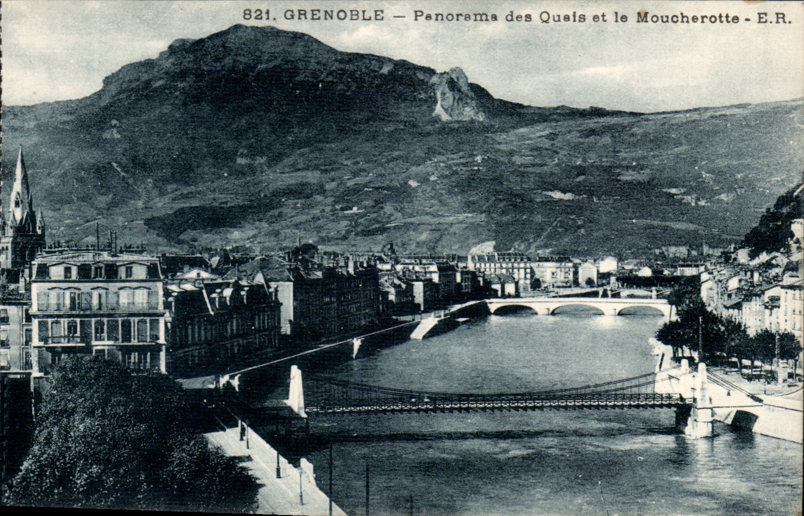 Panorama Grenoble-CPA der Kais und des Moucherotte