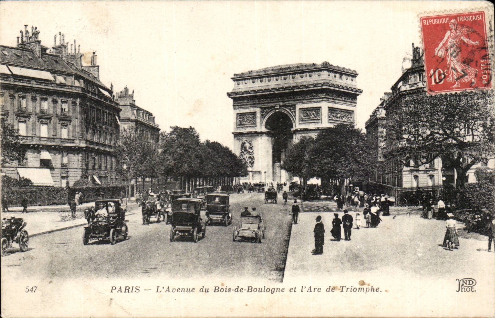 Paris CPA Which occurred of the Wood of Boulogne and Arc de Triomphe