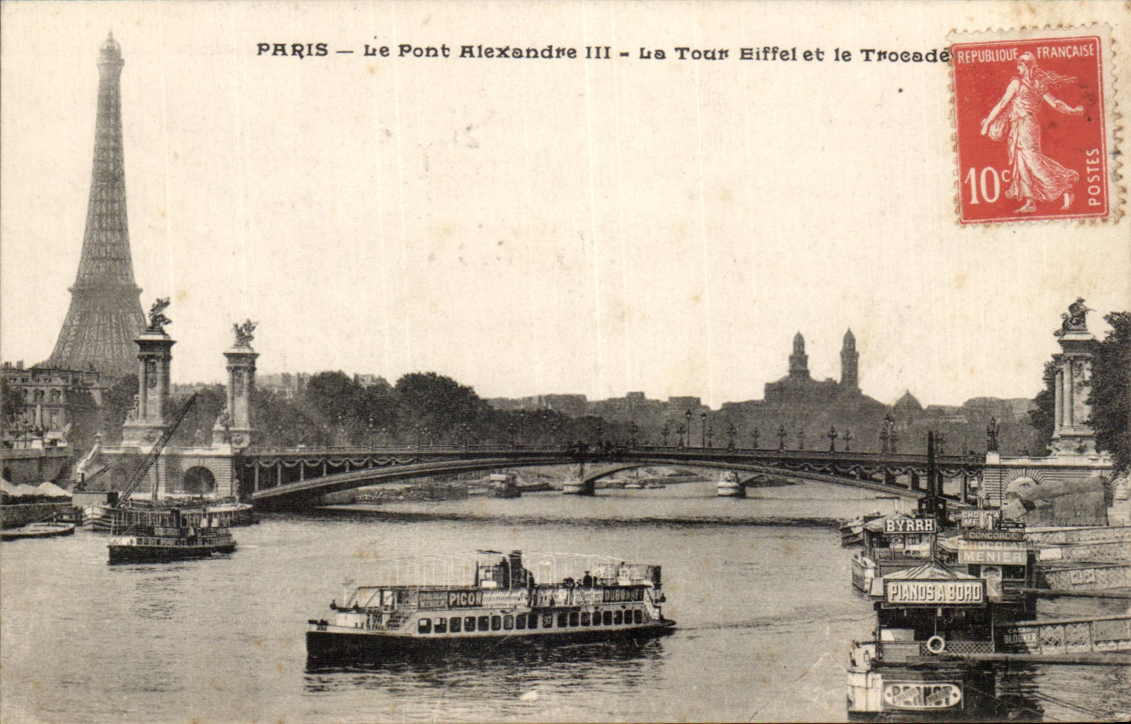 Paris CPA the bridge Alexandre III the Eiffel Tower and Trocadero