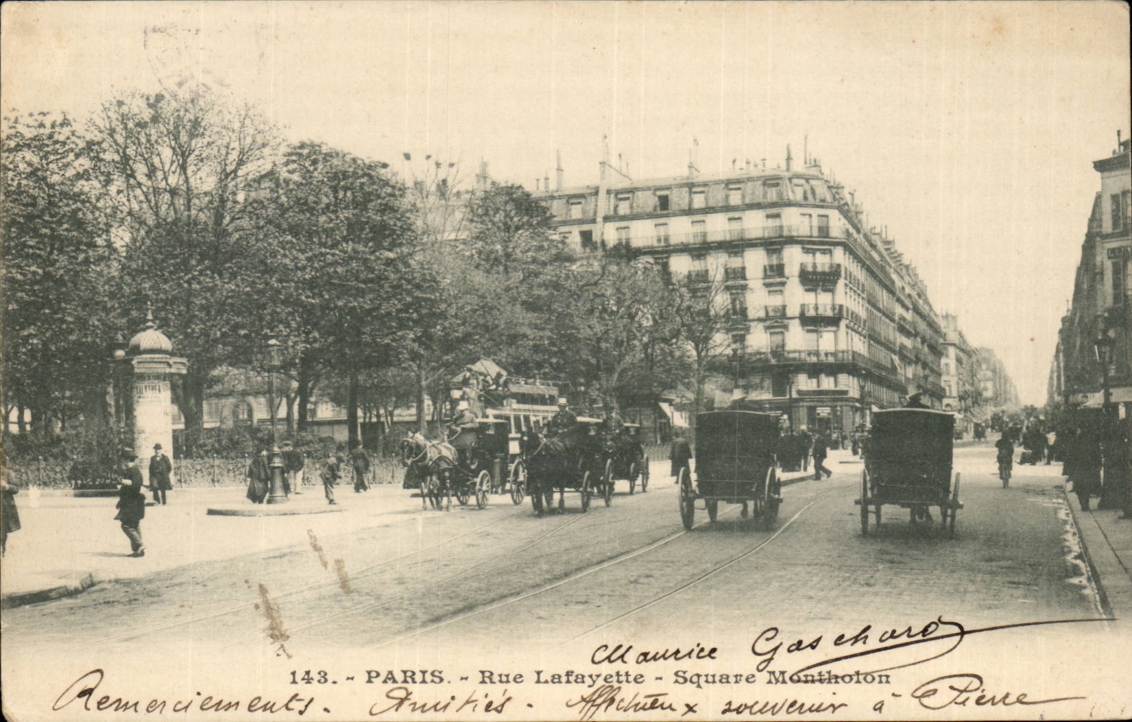 Paris CPA Rue Lafayette Sqaure Montholon