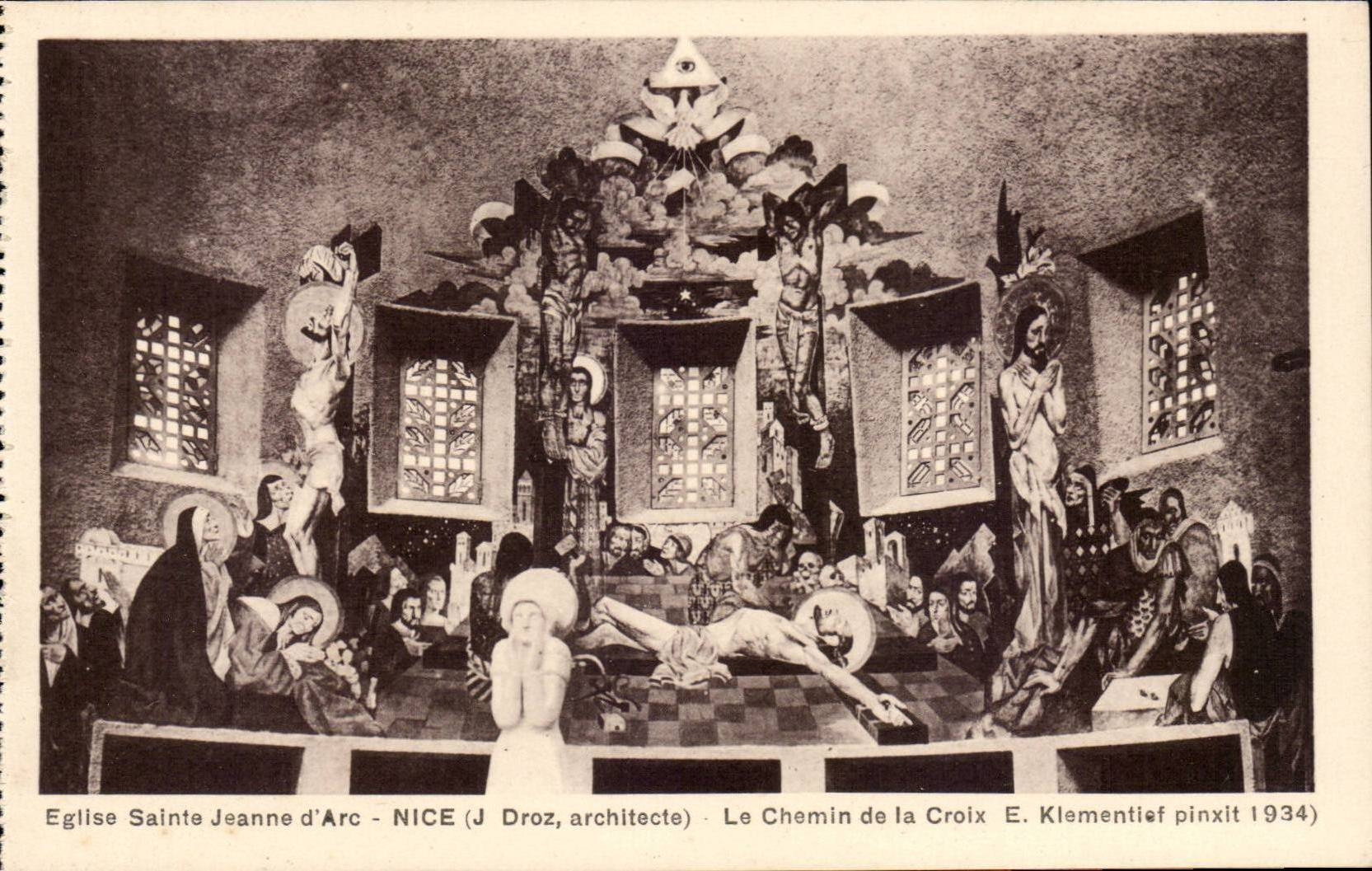 Nettes CPA Rglise Sainte Jeanne des Architekten des Bogens J Droz die Weise des QuerKlementief pinxit 1934