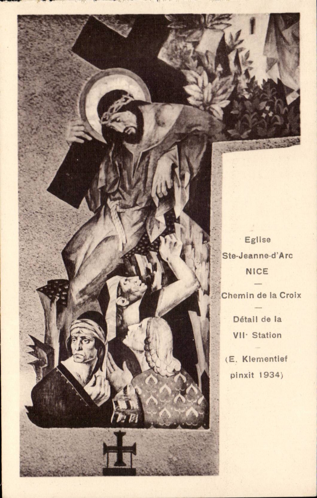 Nette CPA Kirche Sainte Jeanne der Weise Architekt des Bogens J Droz des Querdetails der 7 Station Klementief 1934