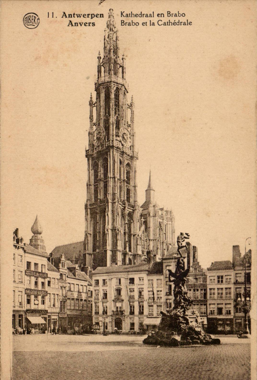 Belgien Belgie Antwerpen CPA Brabo und die Kathedrale