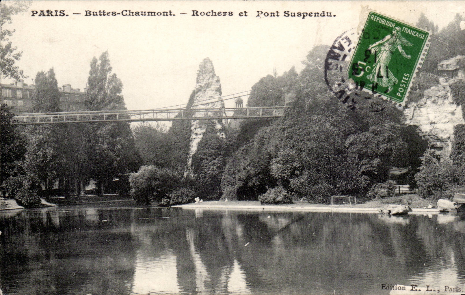 Paris CPA Hillocks Chaumont Rocks and suspended bridge
