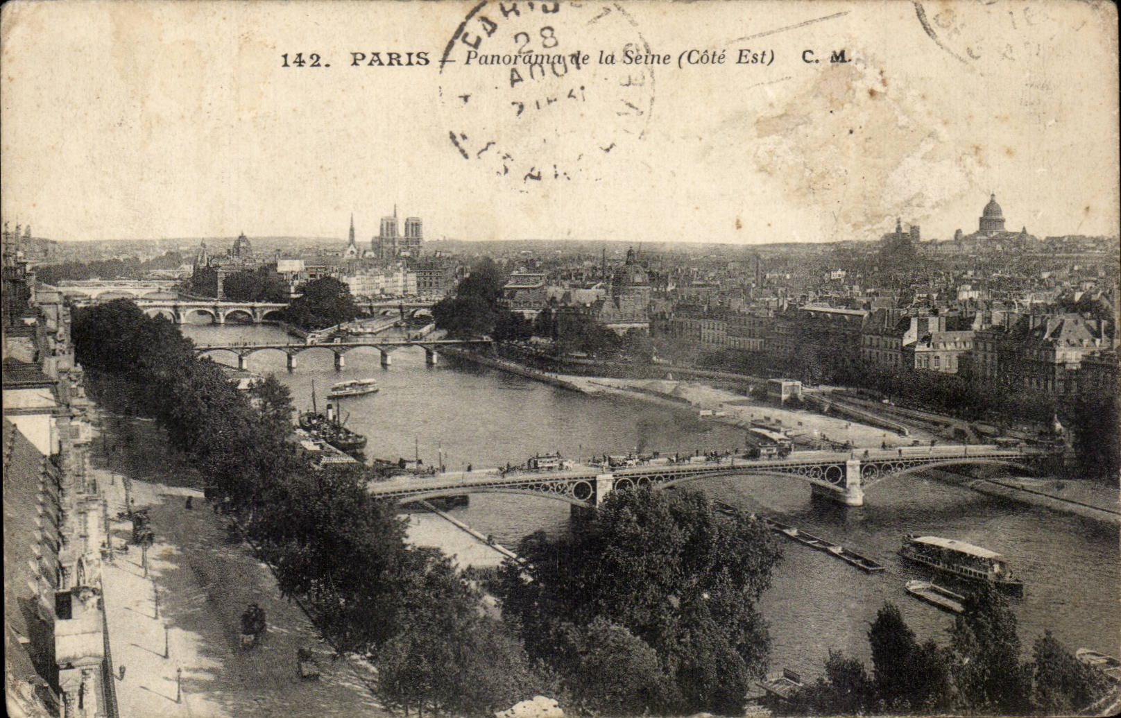 Paris CPA Panorama de la Seine (cote Est) (Tour Eiffel)