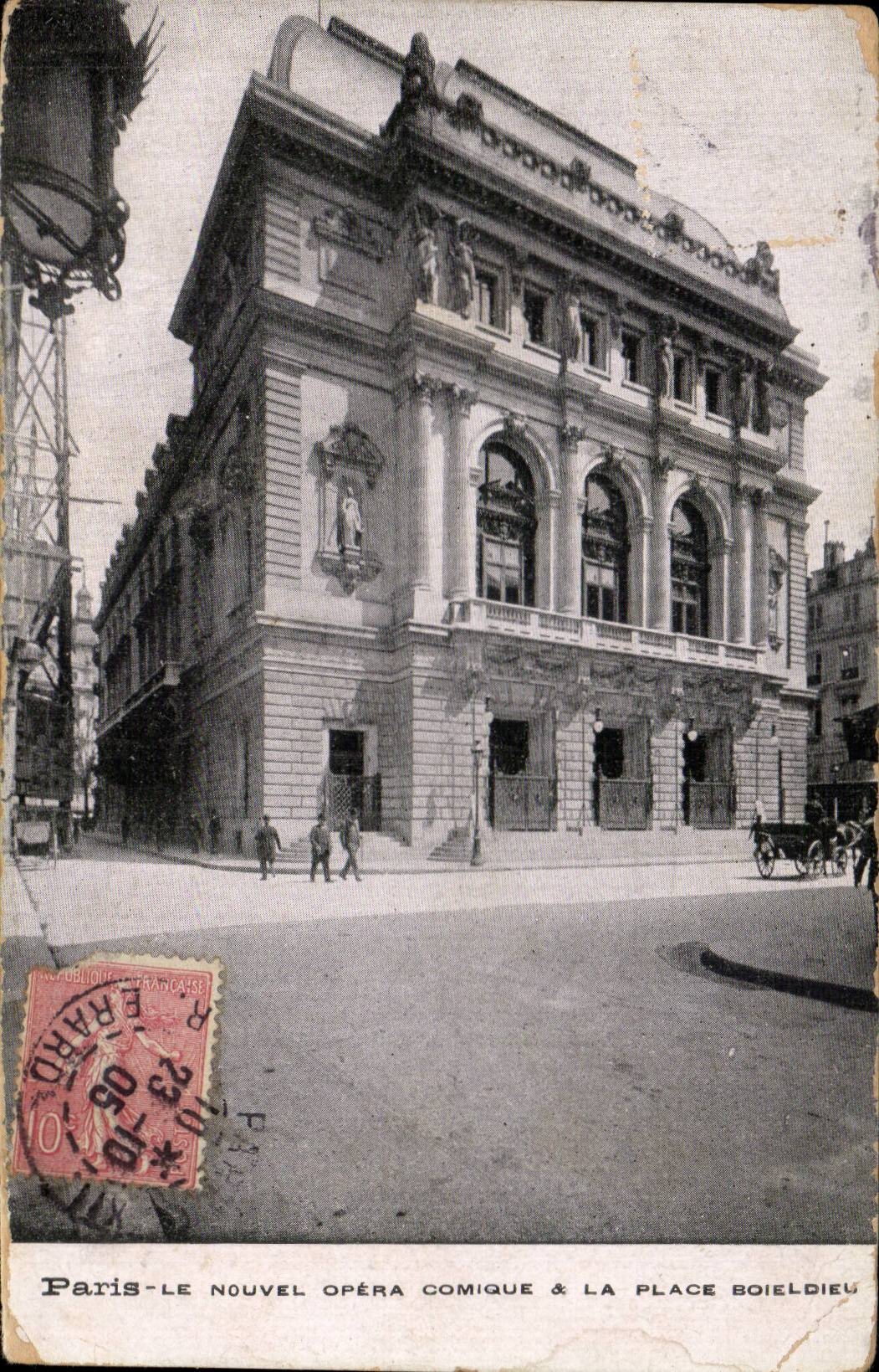 Paris CPA the new comic opera and the Boieldieu place