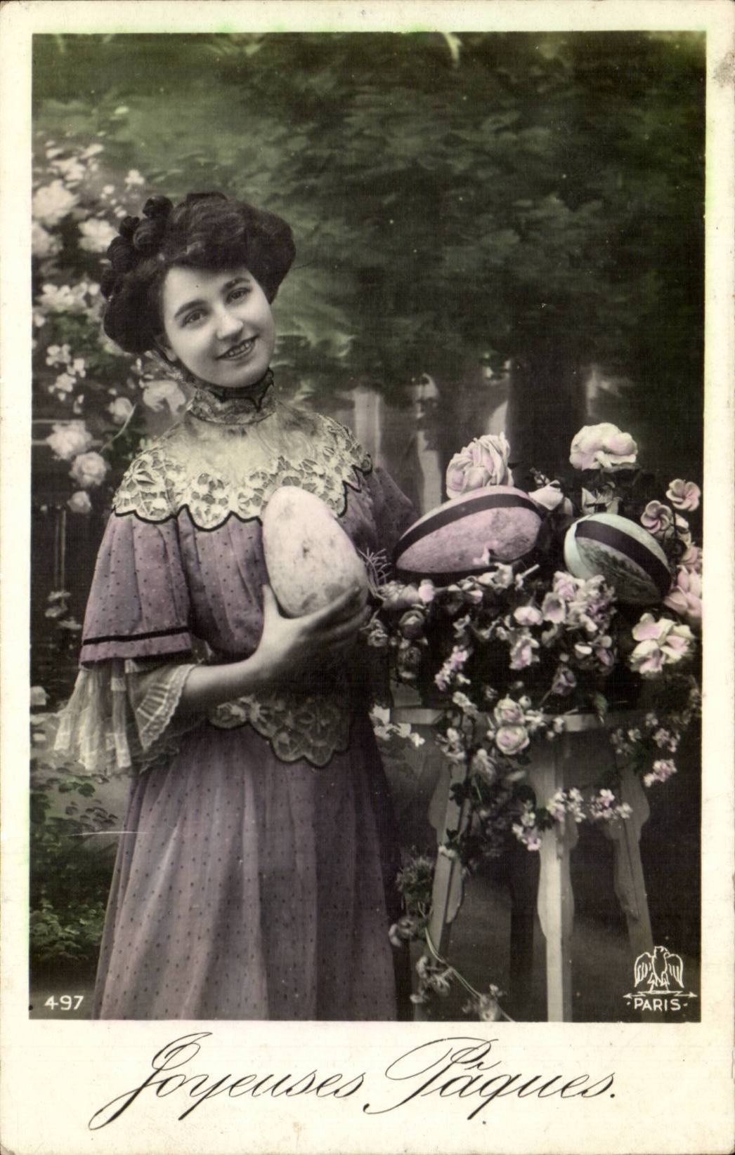 CPA Fantasy Woman Easter Easter Eggs