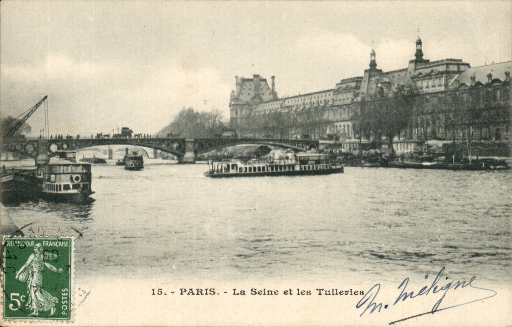 Paris CPA La Seine et les Tuileries