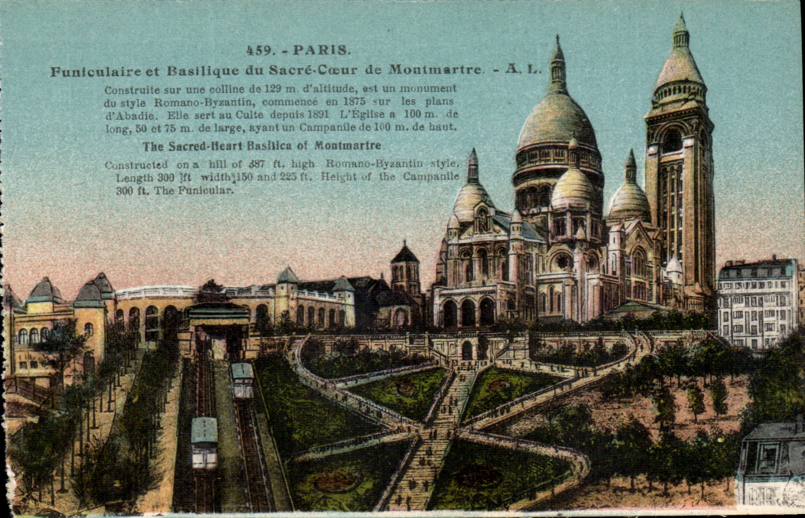 Paris CPA Funiculaire et basilique du Sacre Coeur de Montmartre