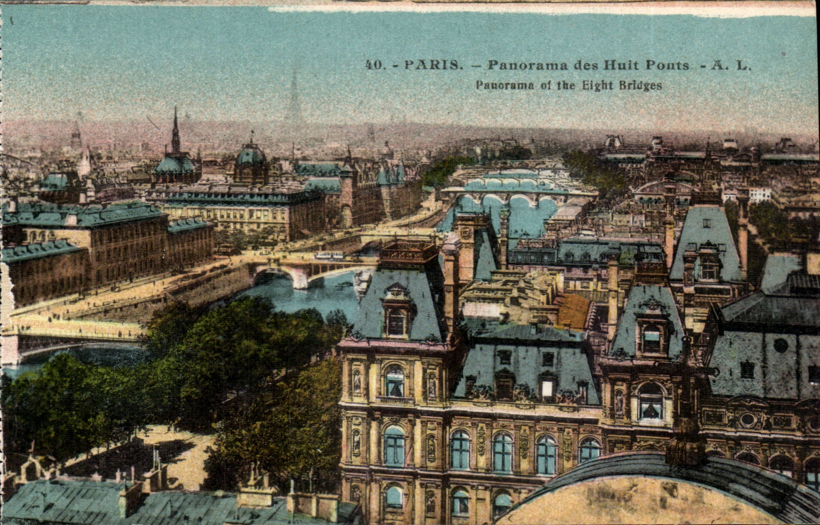 Paris CPA Panorama des huit ponts (Tour Eiffel)