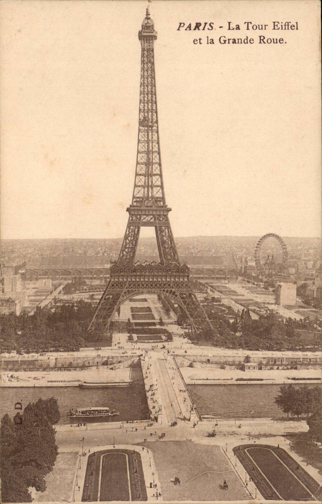 Paris CPA the Eiffel Tower and the large wheel
