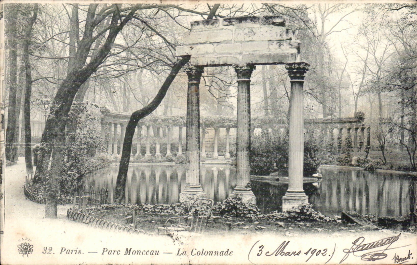Paris CPA Park Heap the colonnade