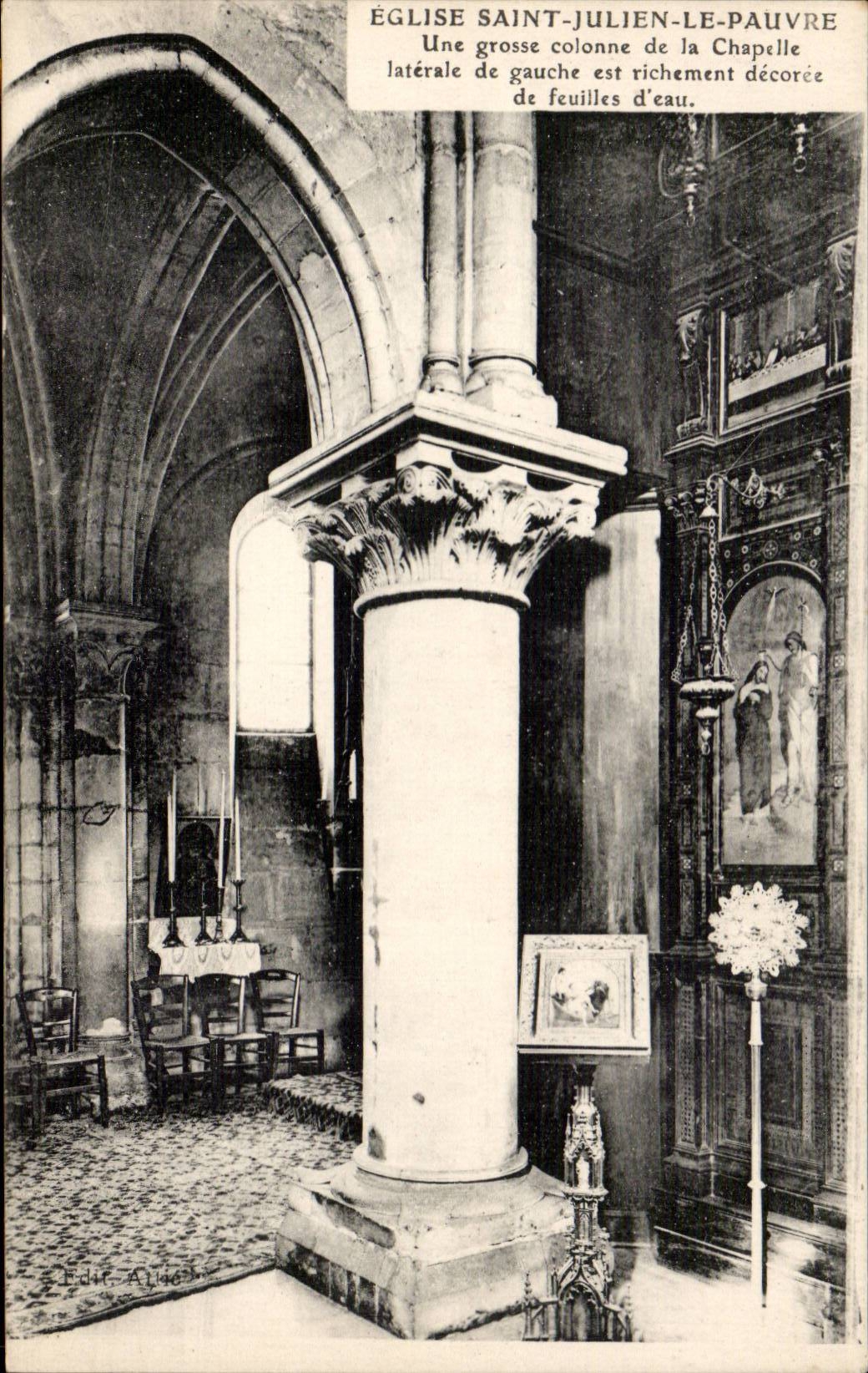 Paris CPA Eglise Saint Julien Poor large column of the side chapel of left is richly Fe decoree