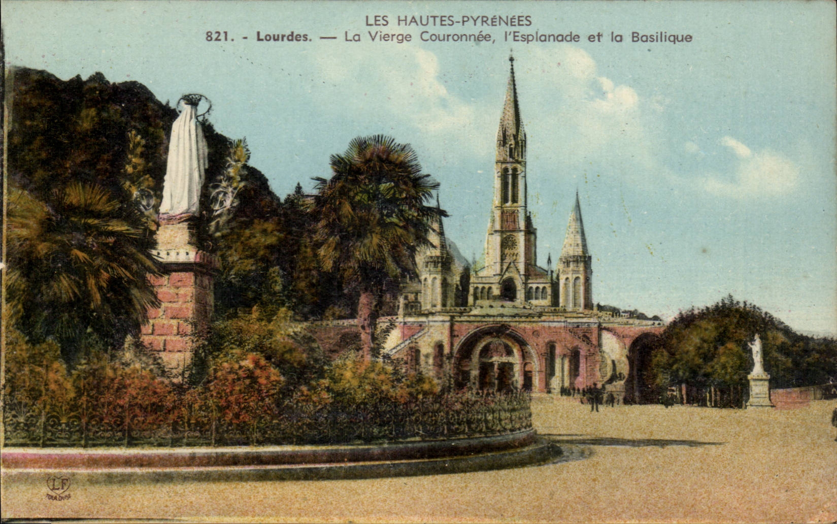 Lourdes CPA the virgin couronnee the esplanade and the basilica