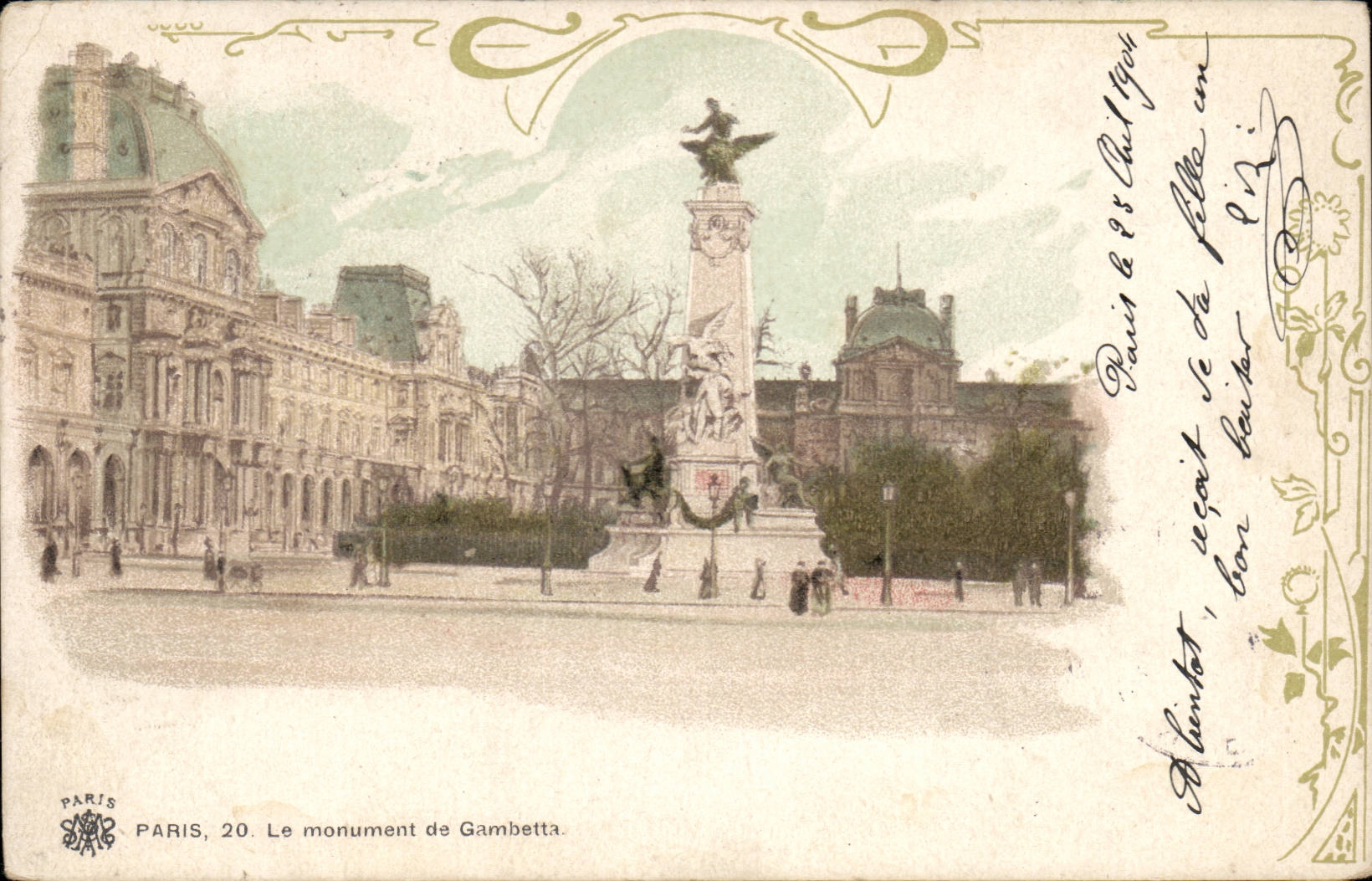 Paris CPA Le monument de Gambetta
