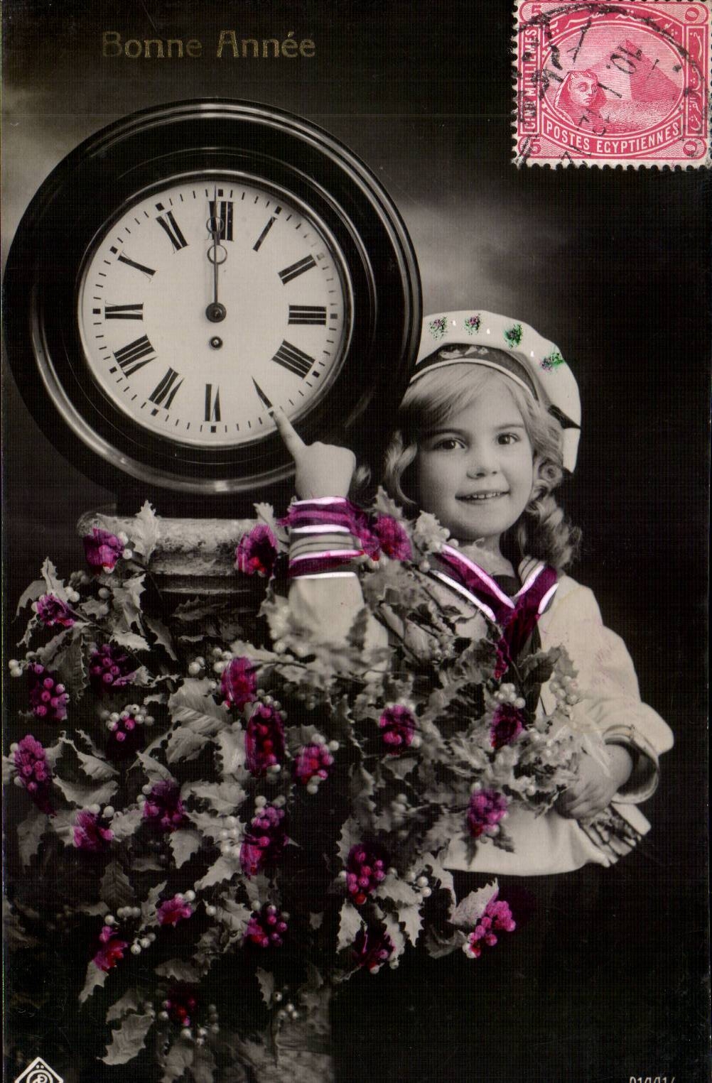 CPA Fantasy Child Clock Happy New Year