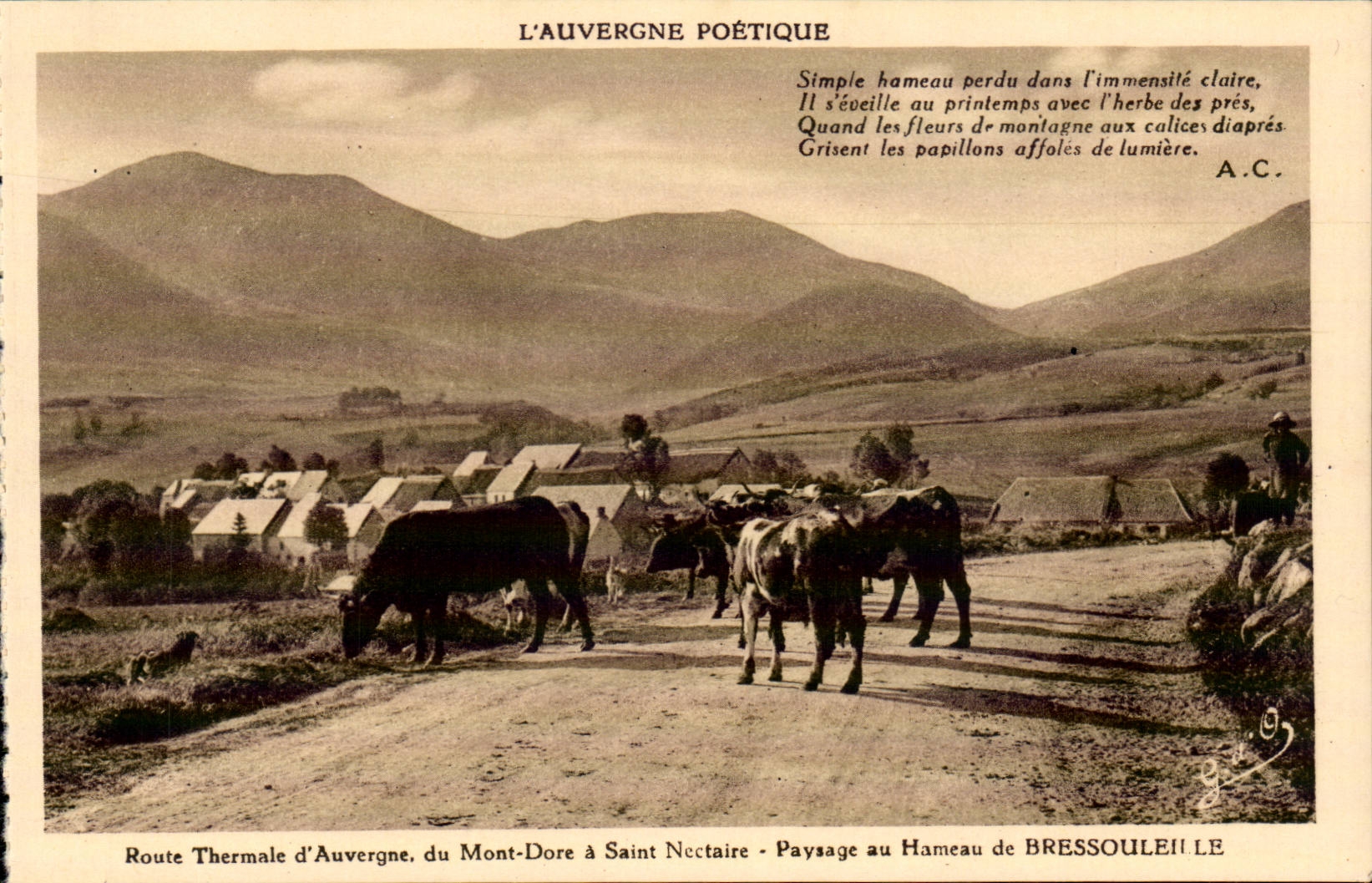 Poetic Auvergne - thermal Road of Auvergne of the Mount Gilds has Saint Nectary Landscape of the hamlet of Bresso- CPA
