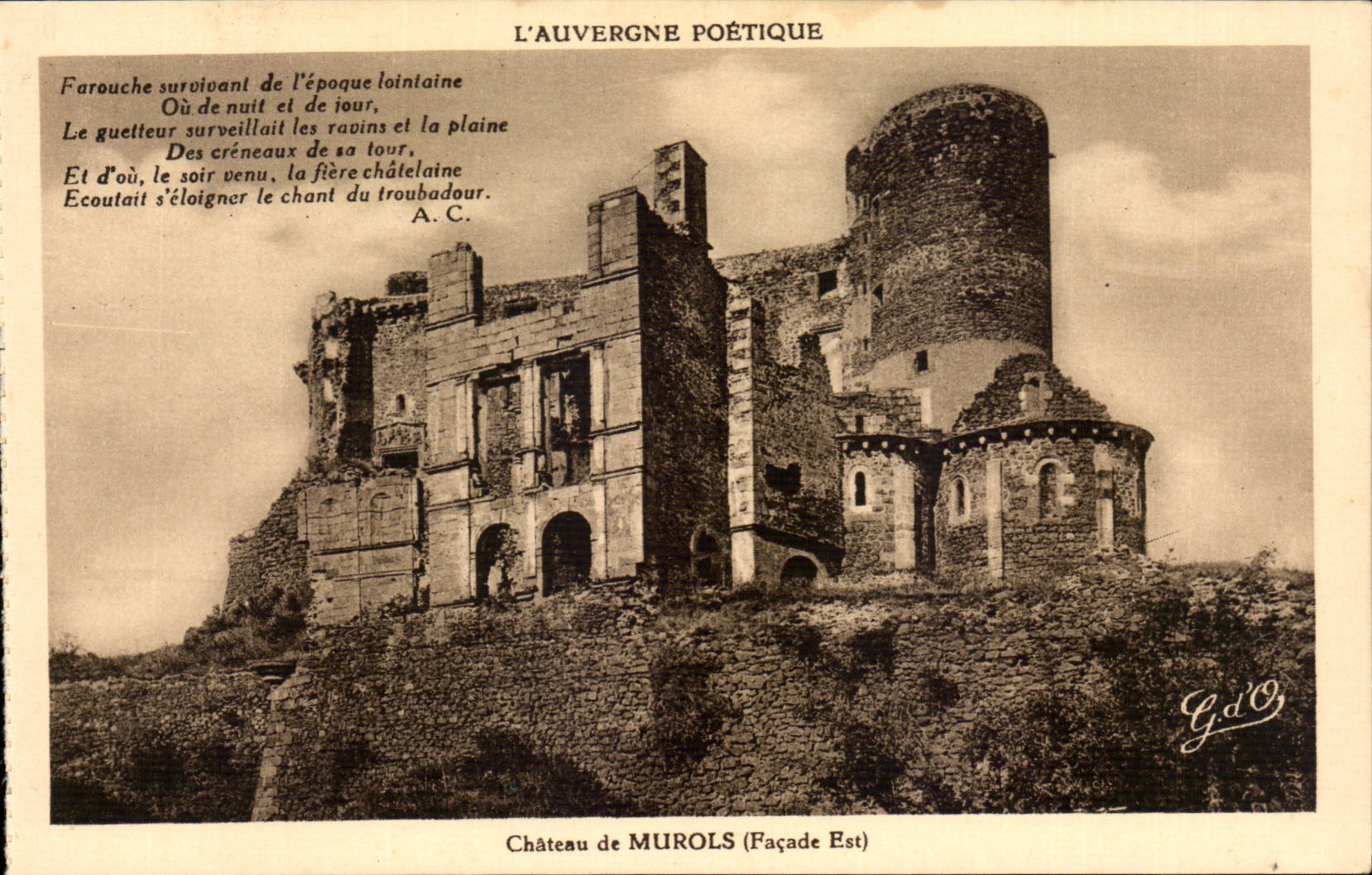Poetic Auvergne - Summit of Puy de Dome Or night and of the day of the crenels of its Tower - CPA