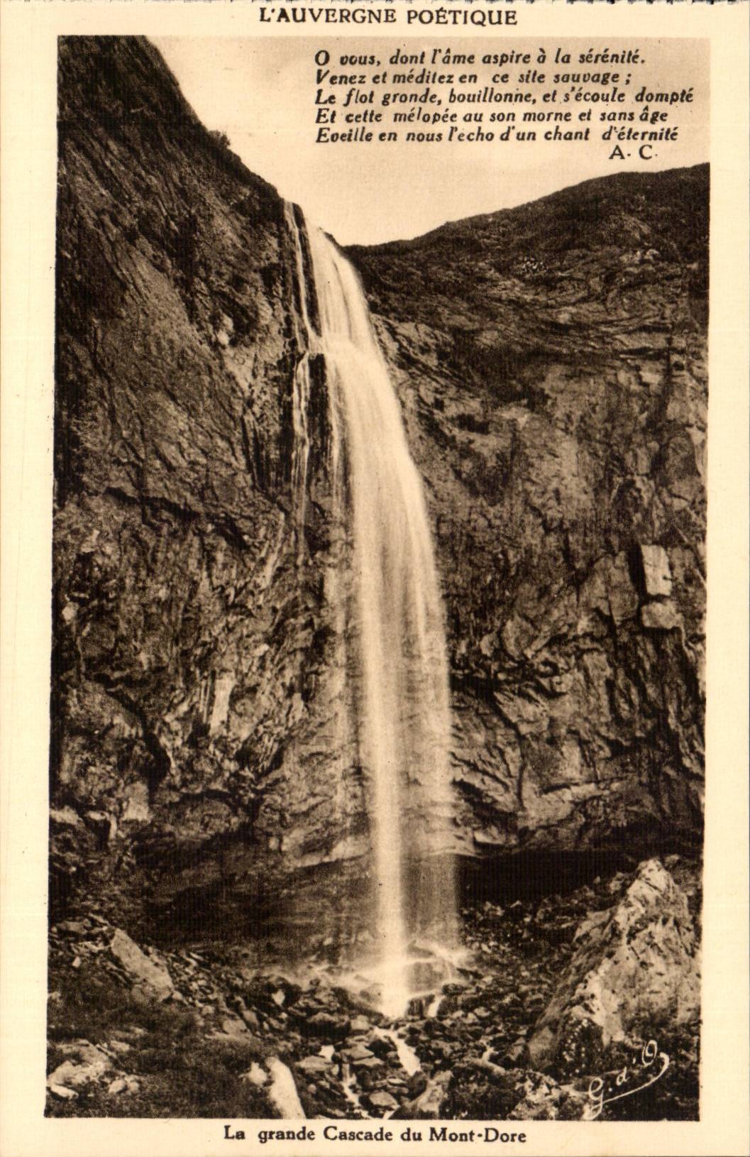 Poetic Auvergne - Large cascade of the Mount Gilds O you whose heart aspires to serenity - CPA
