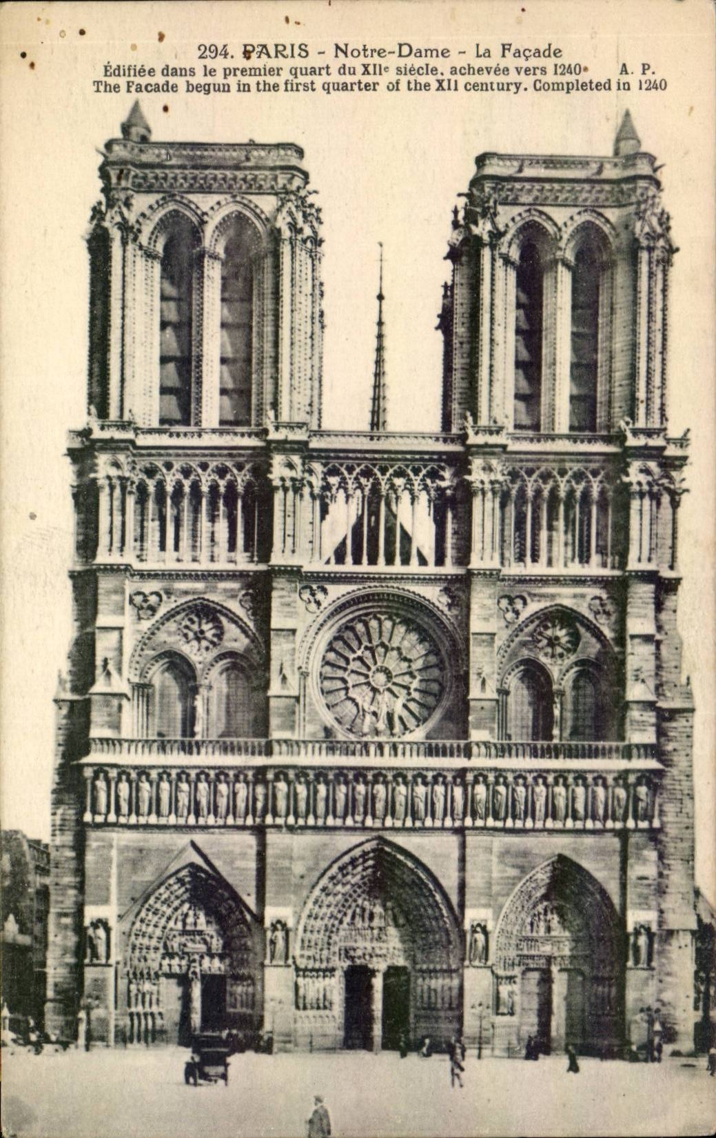 Paris - 4 - Notre Dame - La Facade - CPA 