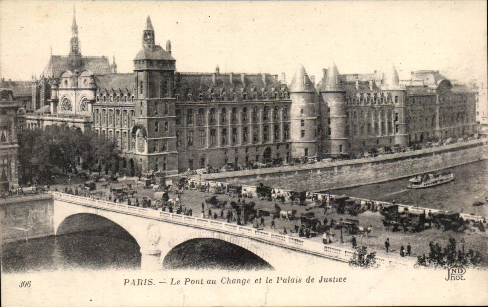 Paris - 1 - Le Pont au Change et le Palais de Justice - CPA