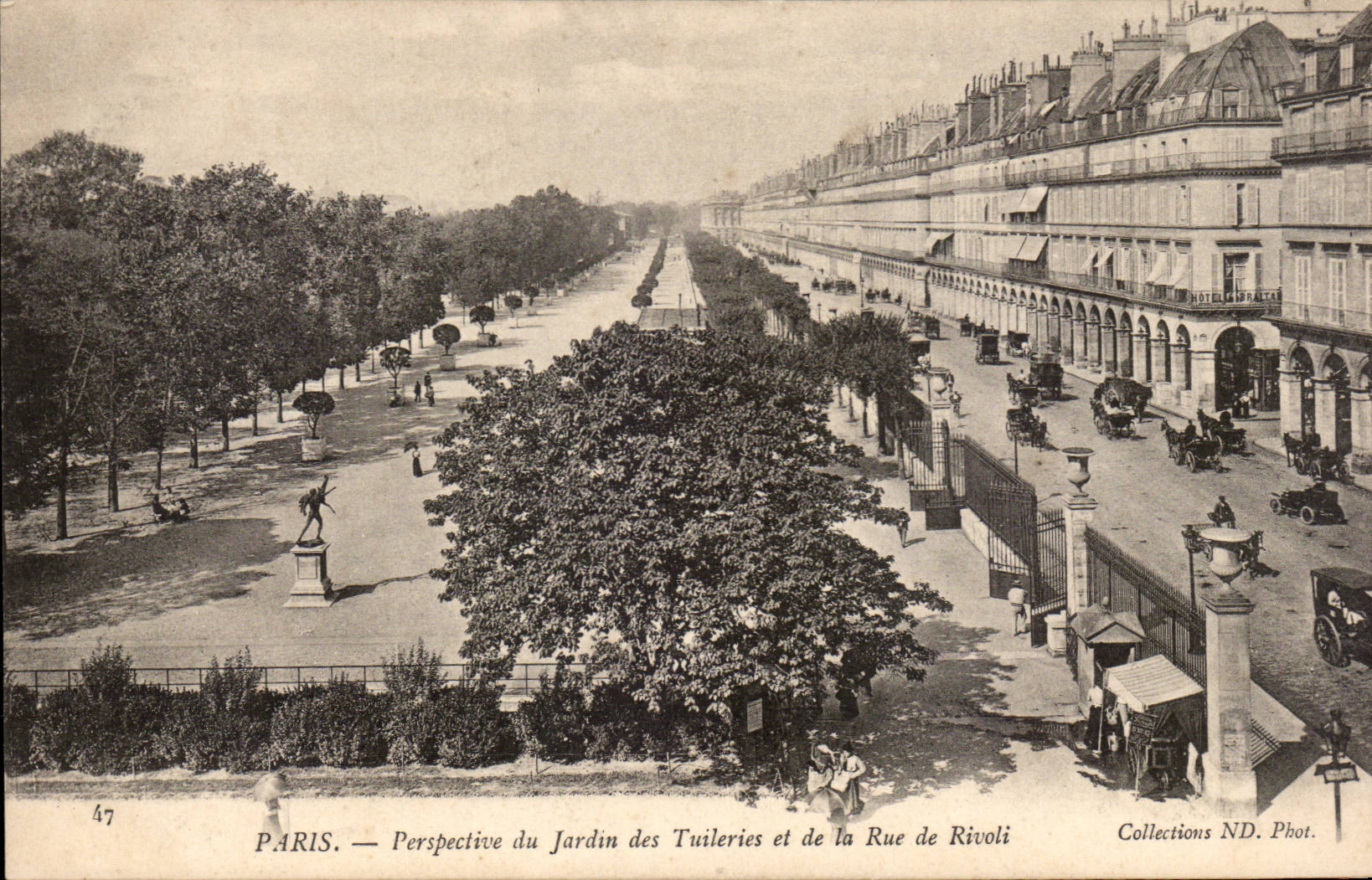 Paris - 1 - Jardin du Tuileries et de la Rue de Rivoli CPA
