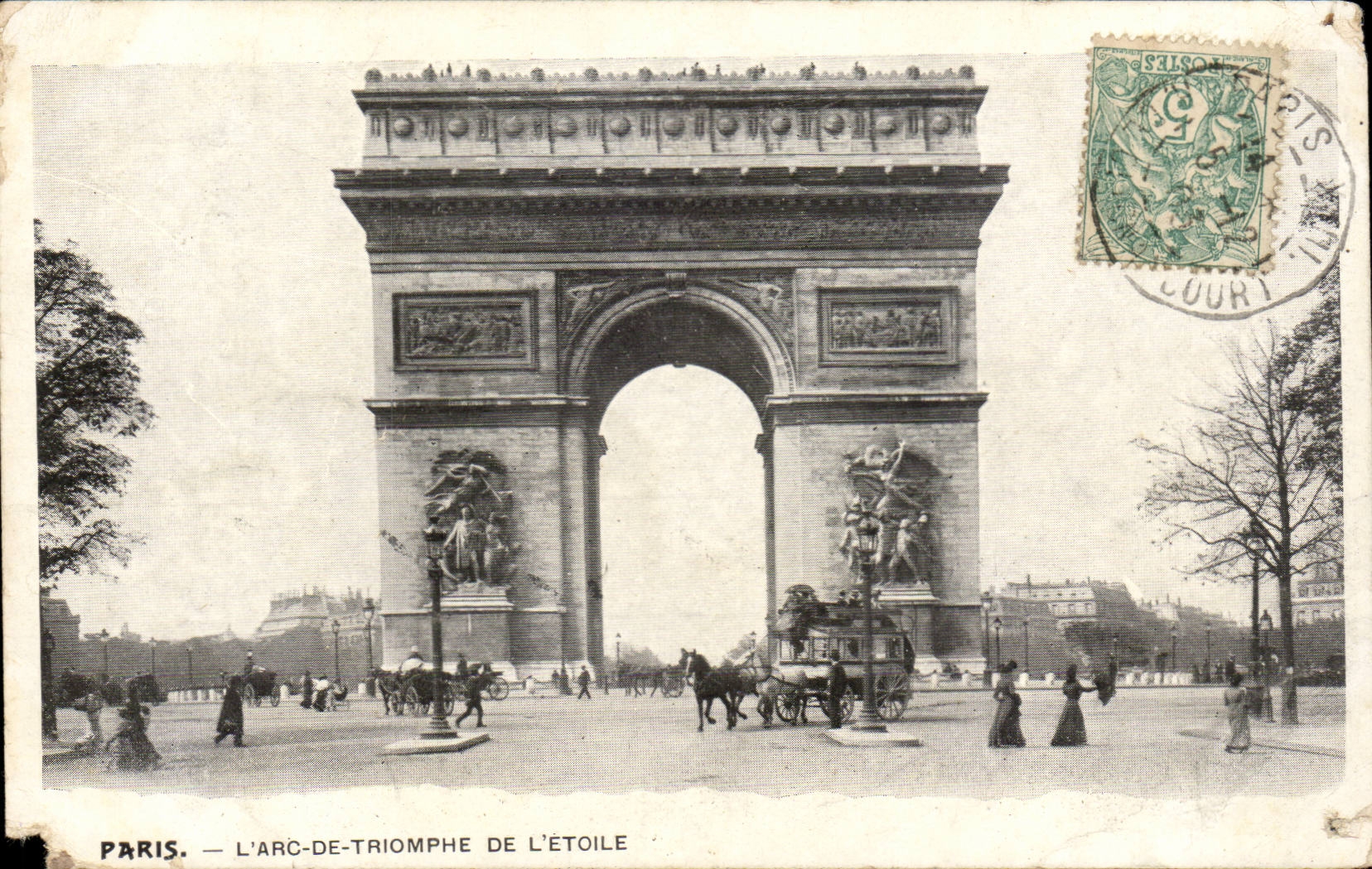 Paris - 8 - Arc de Triomphe of Etoike - horse - horse CPA