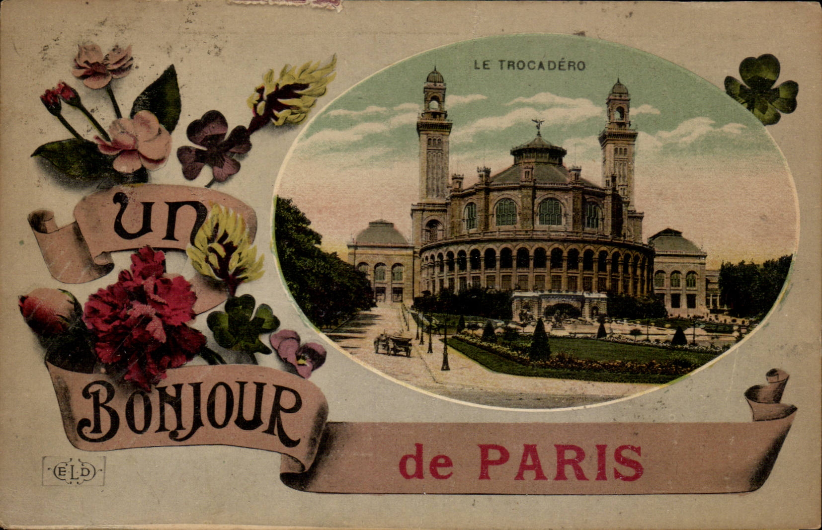 Paris - 16 - Le Palais du Trocadero - Un Bonjour de Paris - Souvenir CPA