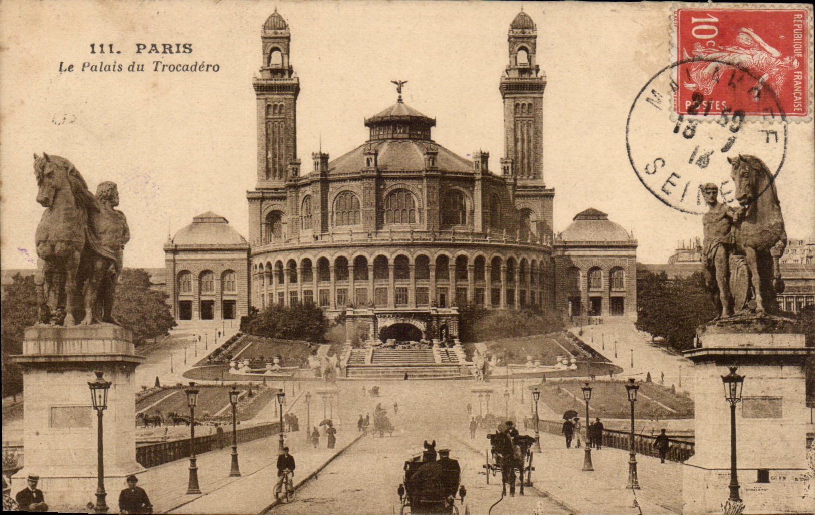 Paris - 16 - Le Palais du Trocadero - cheval - horse CPA