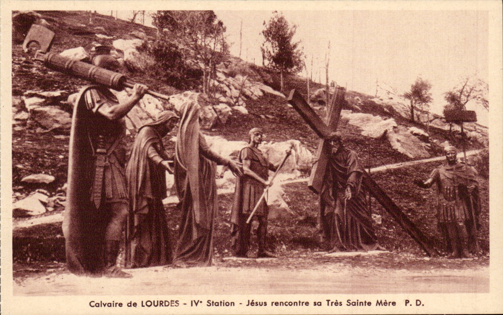 Lourdes - Martyrdom of Lourdes - IV Station - Jesus meets his very Sainte Mother - CPA