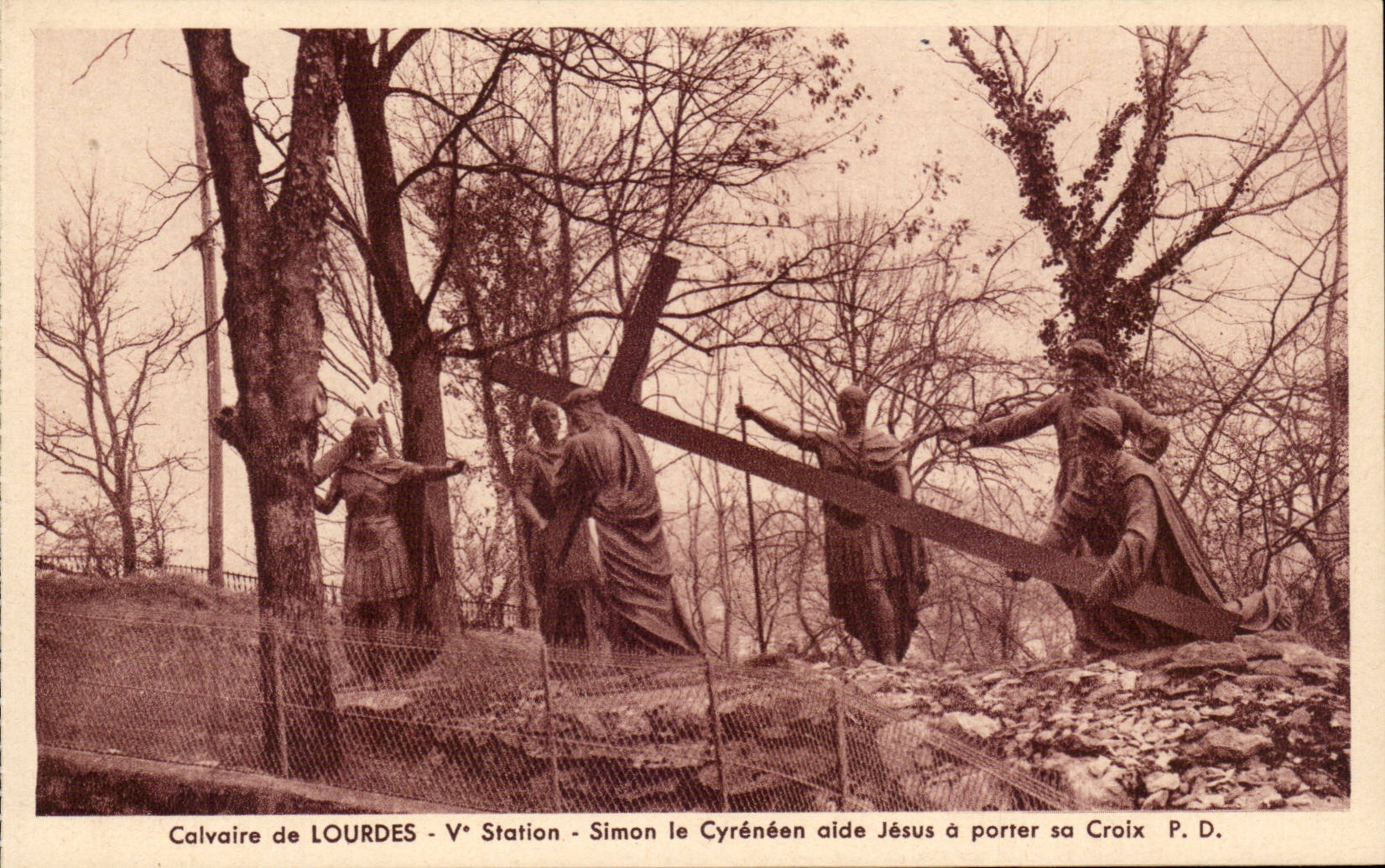 Lourdes - Martyrdom of Lourdes - V Station - Simon helps Jesus has to carry his Cross - CPA
