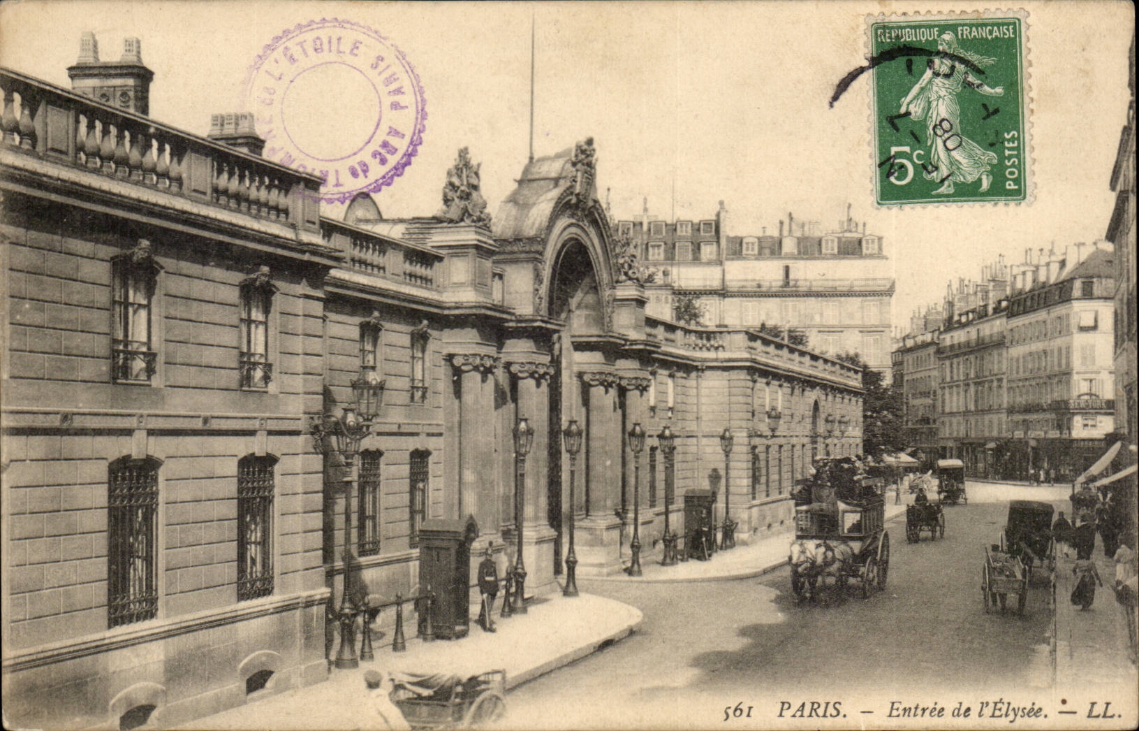 Paris - 8 - Entrance of the Elysium - horse - horse - CPA